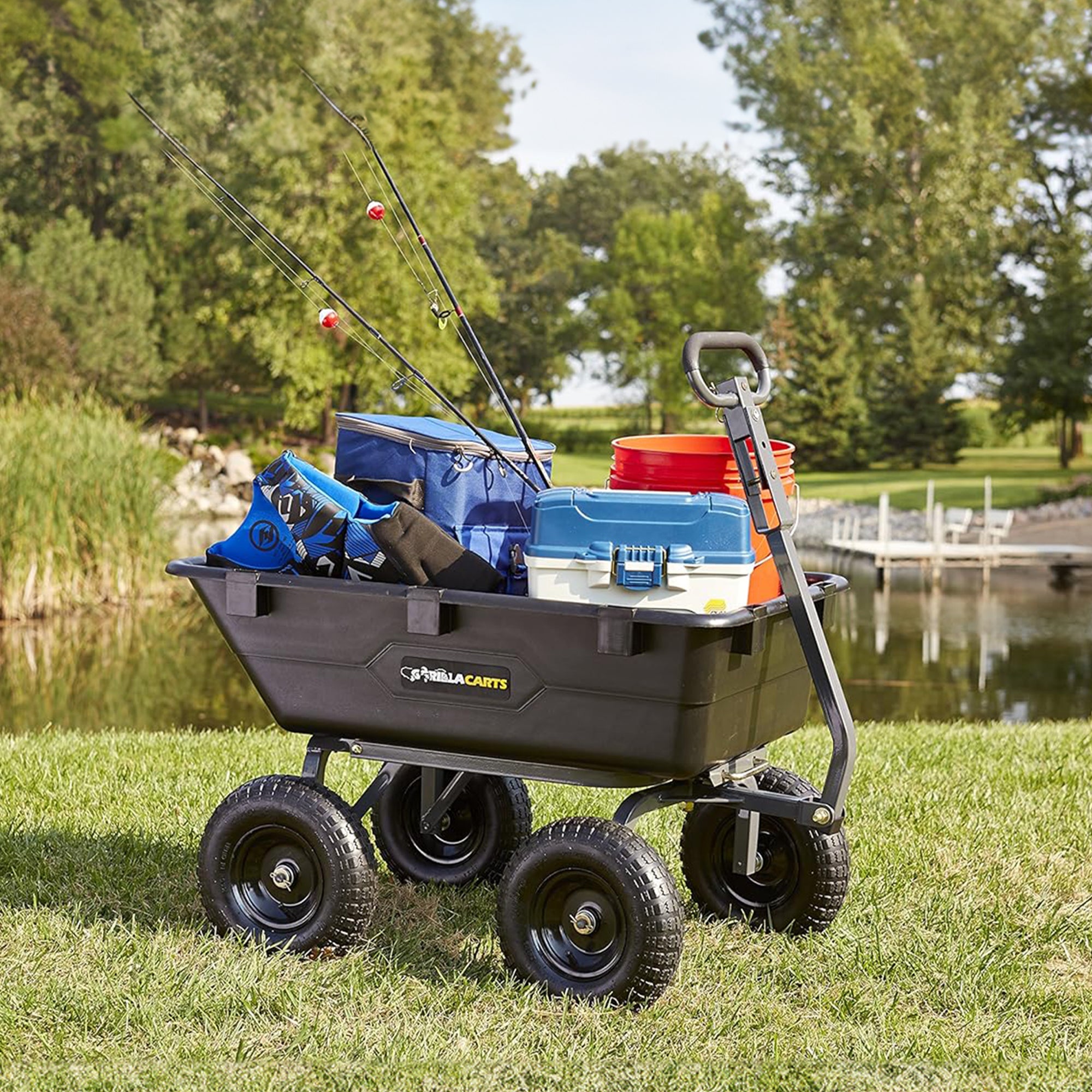 Gorilla Carts Garden Dump Cart Camping Beach Wagon, 1200lbs Capacity(Open Box)