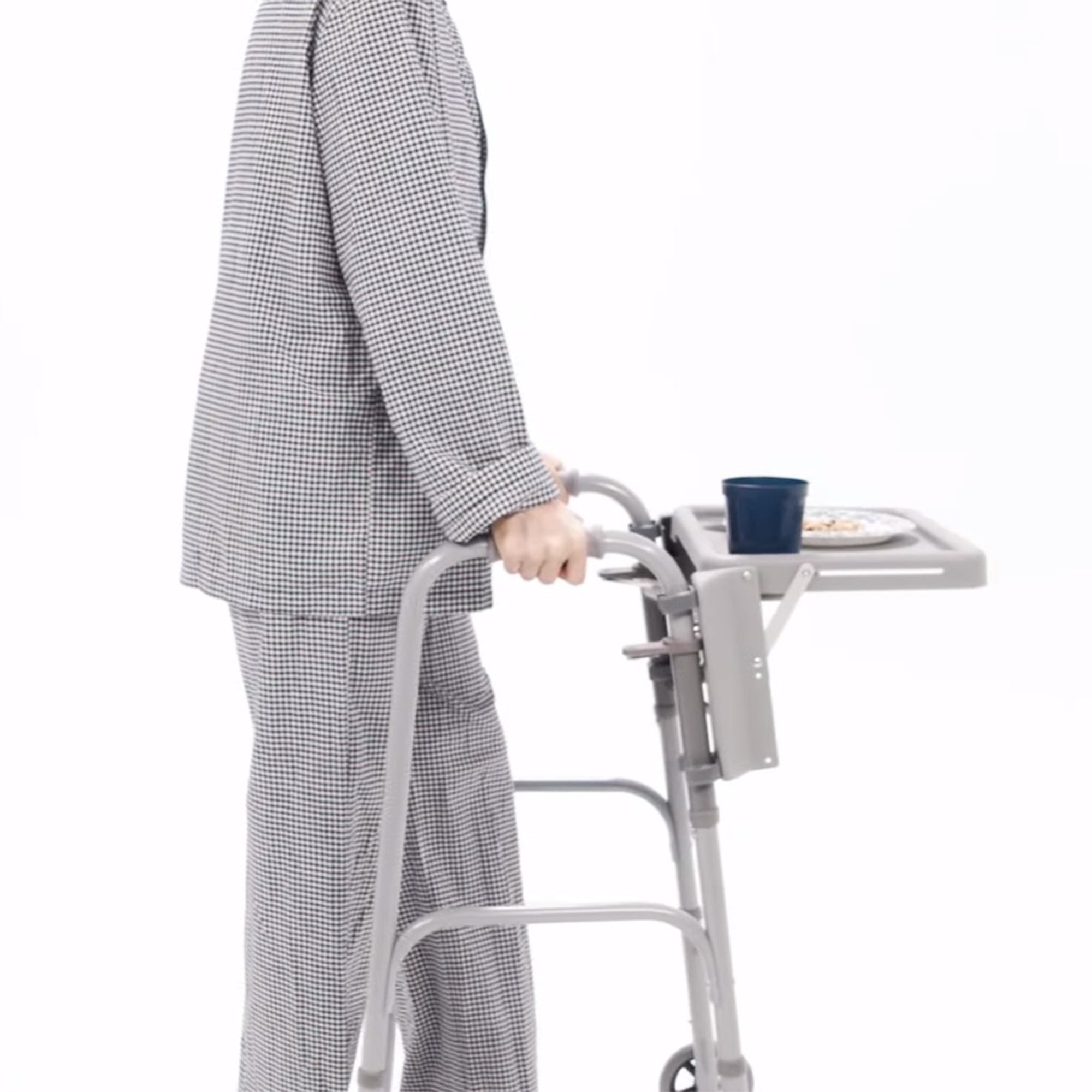 Lumex Everyday Adult Walker Walking Aid with 5" Front Wheels & Glide Tips, Plum - VMInnovations