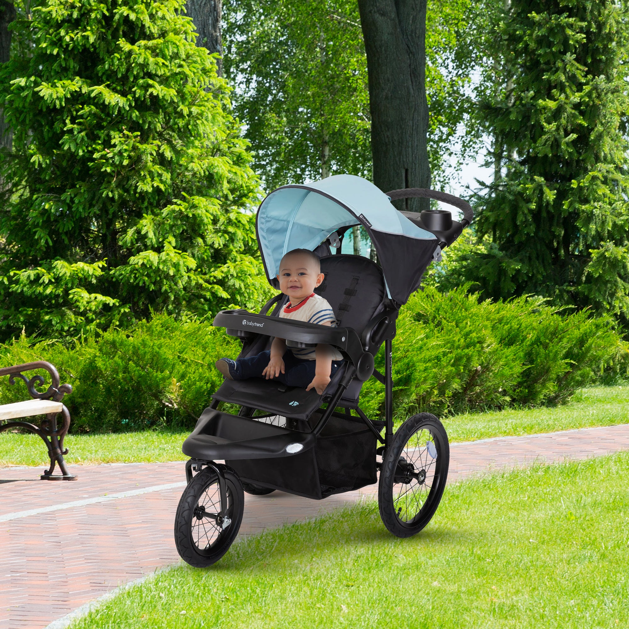 Baby Trend XCEL-R8 Compact Jogger Stroller w/ Reclining Seat, Desert Blue (Used) - VMInnovations