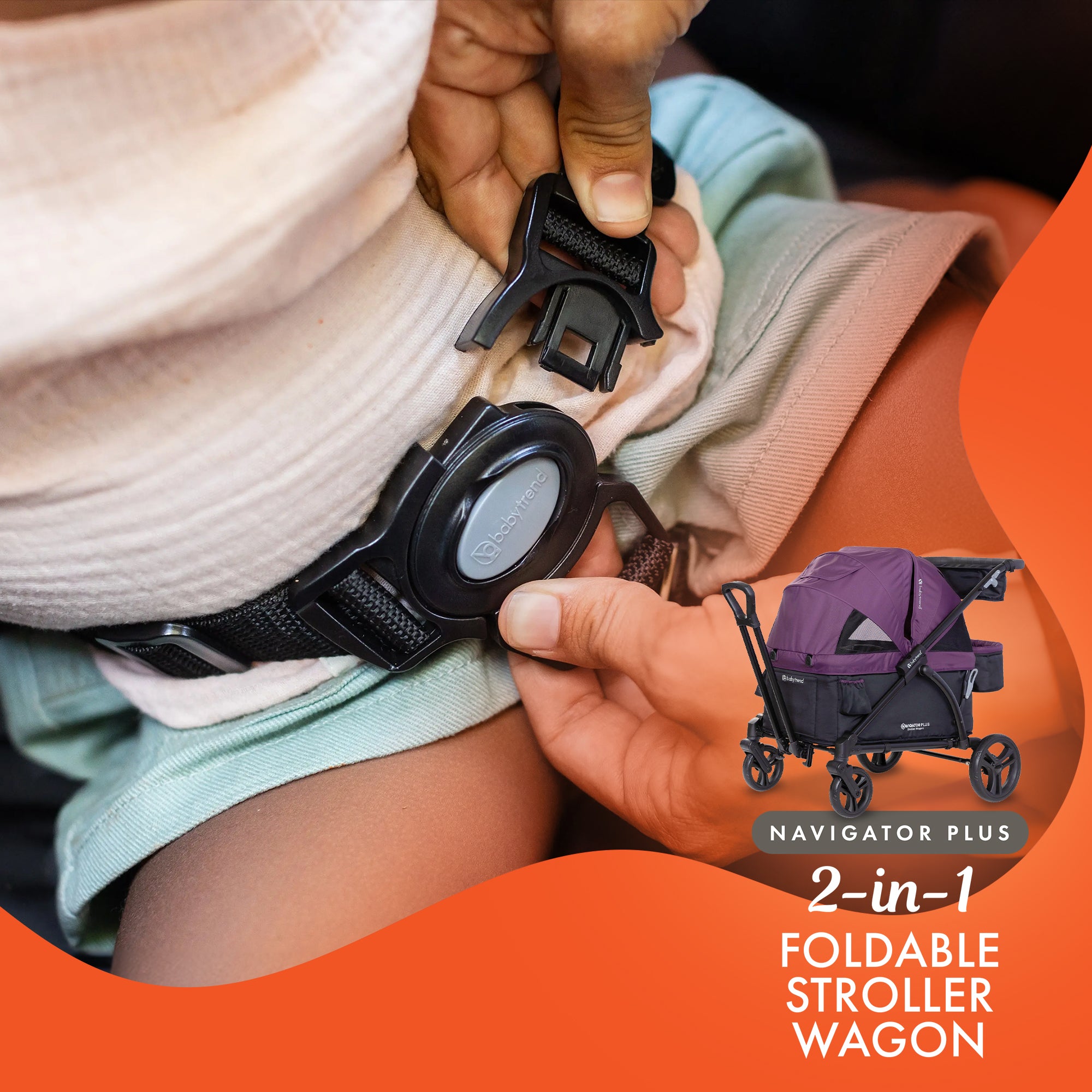Baby Trend Navigator PLUS 2-in-1 Foldable Stroller Wagon with Canopy, Dash Plum - VMInnovations