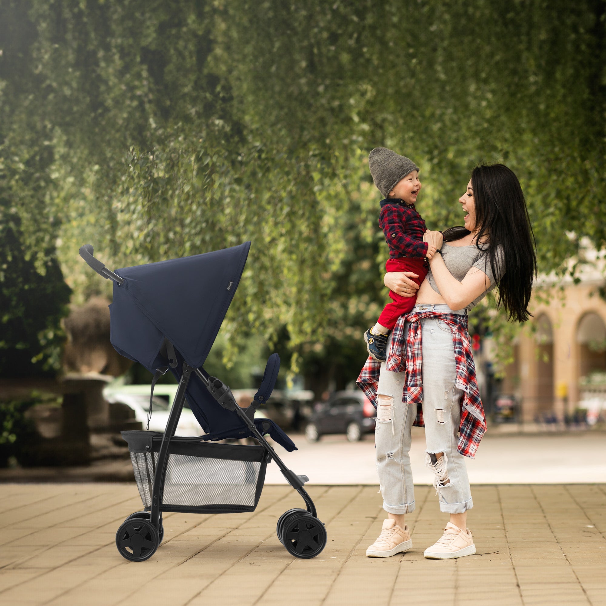 hauck Sport T13 Lightweight Compact Foldable Stroller Chair, Dark Blue(Open Box)