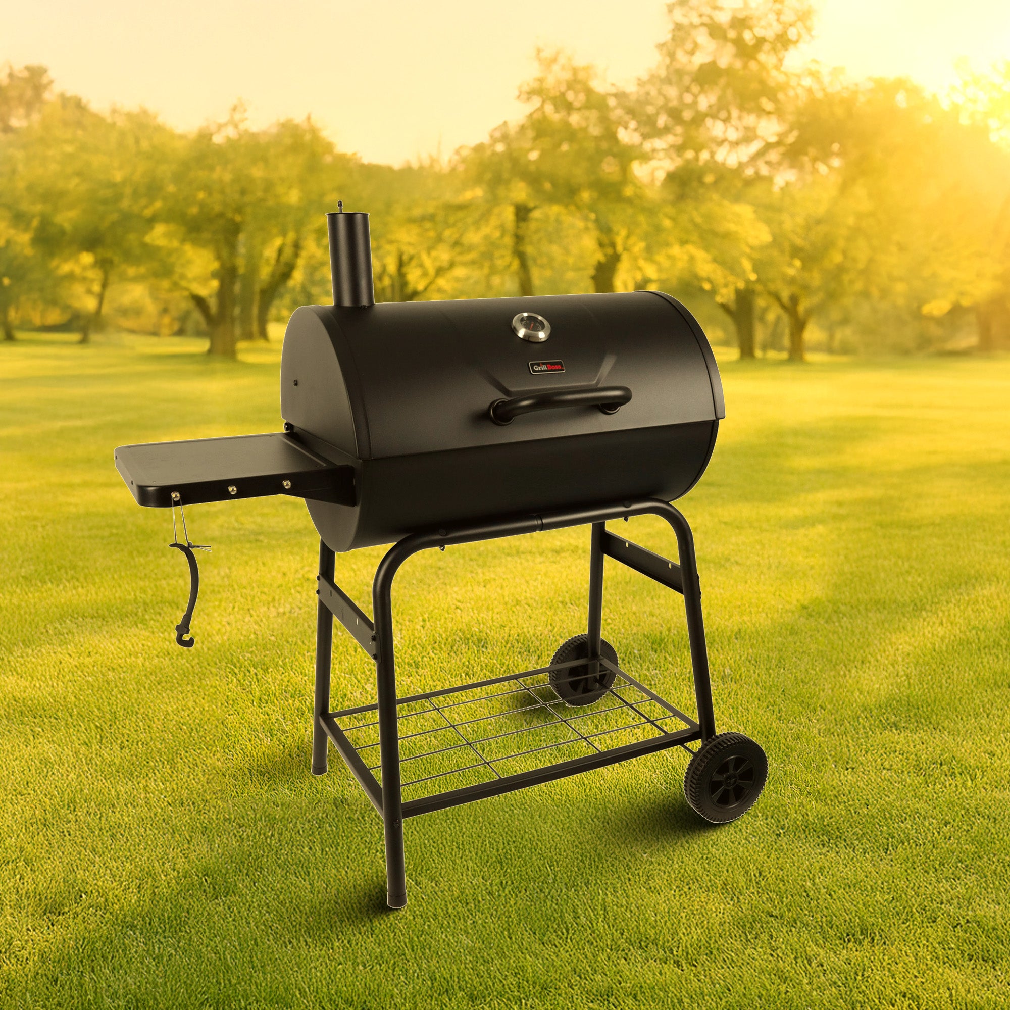 Grill Boss 30" Charcoal Barrel Grill, Adjustable Grate Large(For Parts) - VMInnovations
