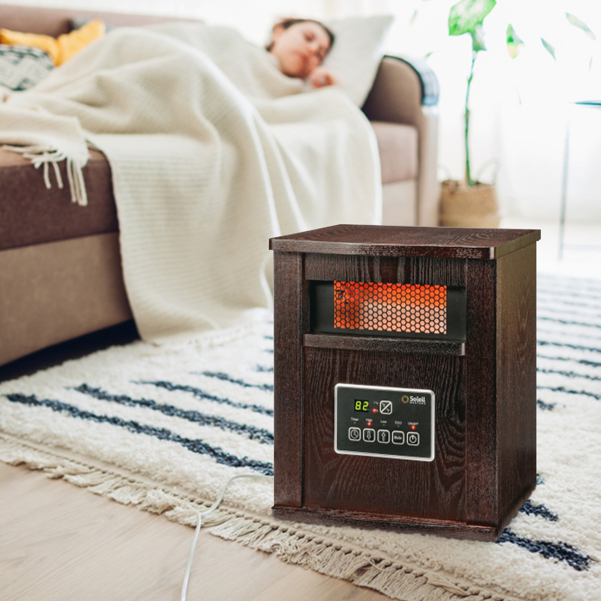 Geneva Infrared Quartz Wood Cabinet Space Heater w/Remote Control (Used) - VMInnovations