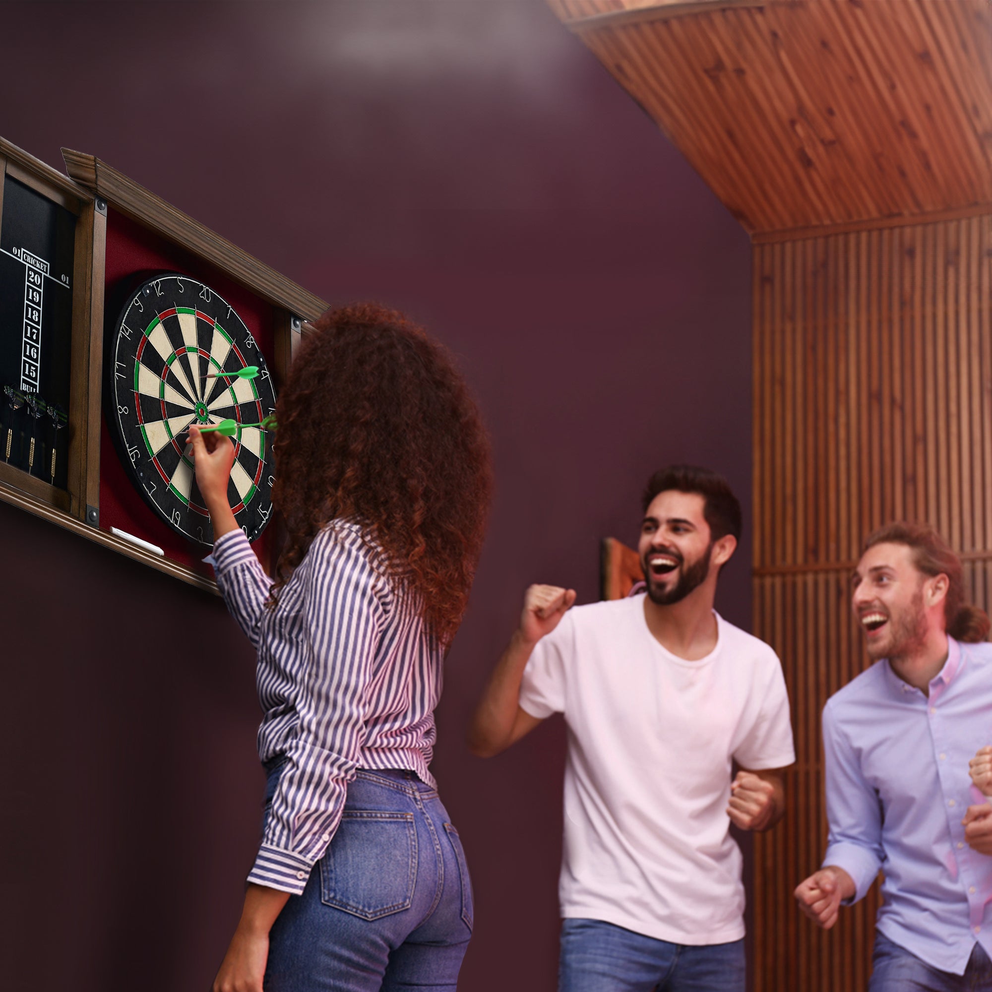 Barrington Billiards 18" Premium Dartboard Cabinet Set with Darts (For Parts) - VMInnovations