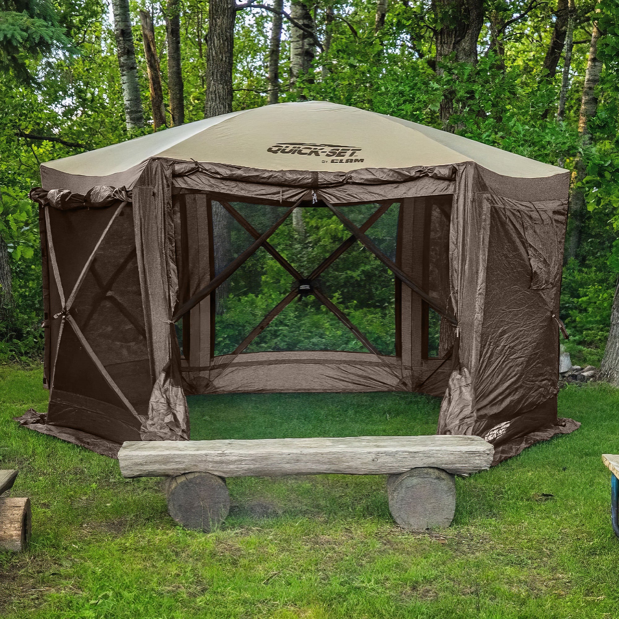 CLAM Quick Set Pavilion Camper 12.5 x 12.5 Foot Outdoor Gazebo Canopy Shelter - VMInnovations