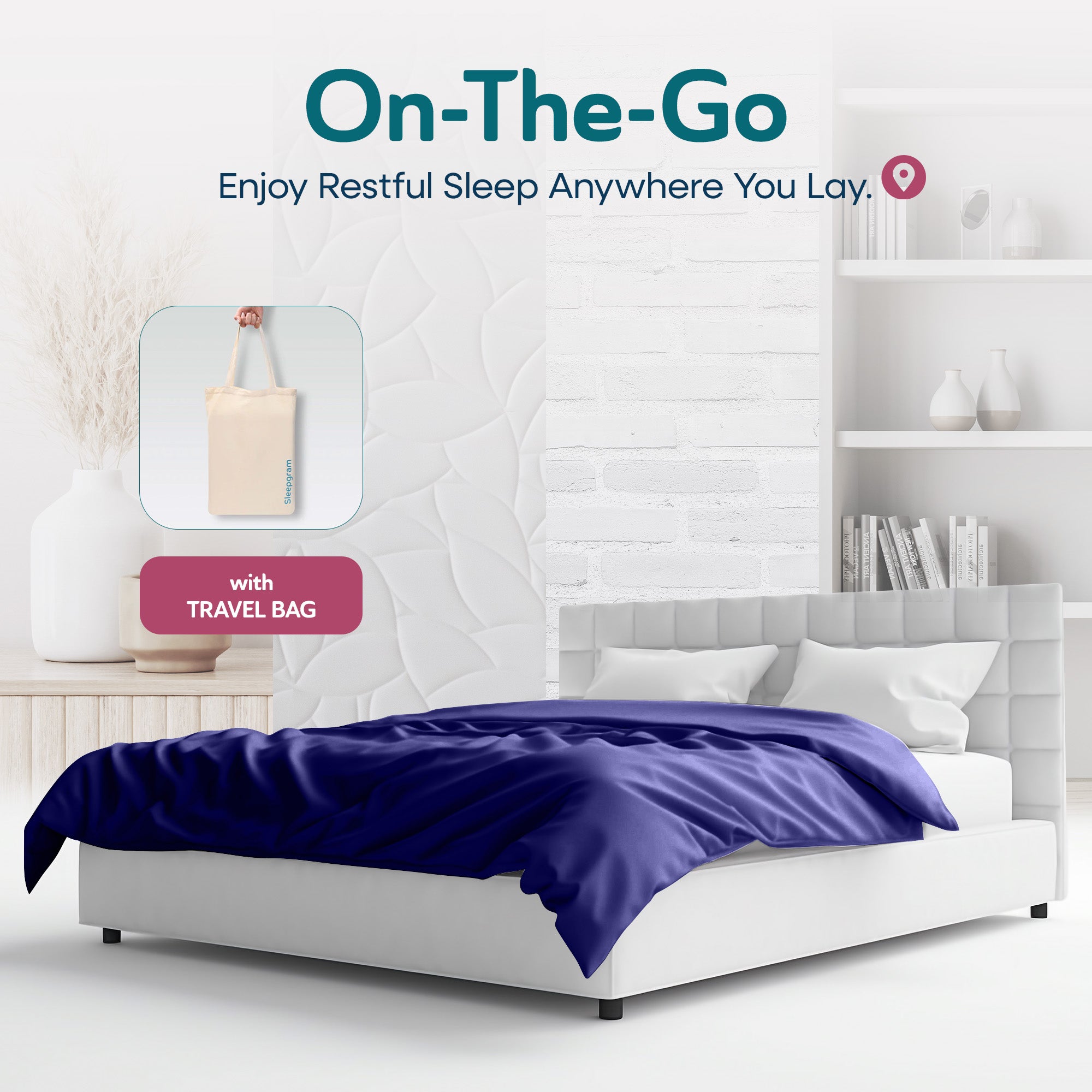 Sleepgram Supima 400 Thread Count Cotton Duvet Cover w/Travel Bag, Queen, Violet - VMInnovations