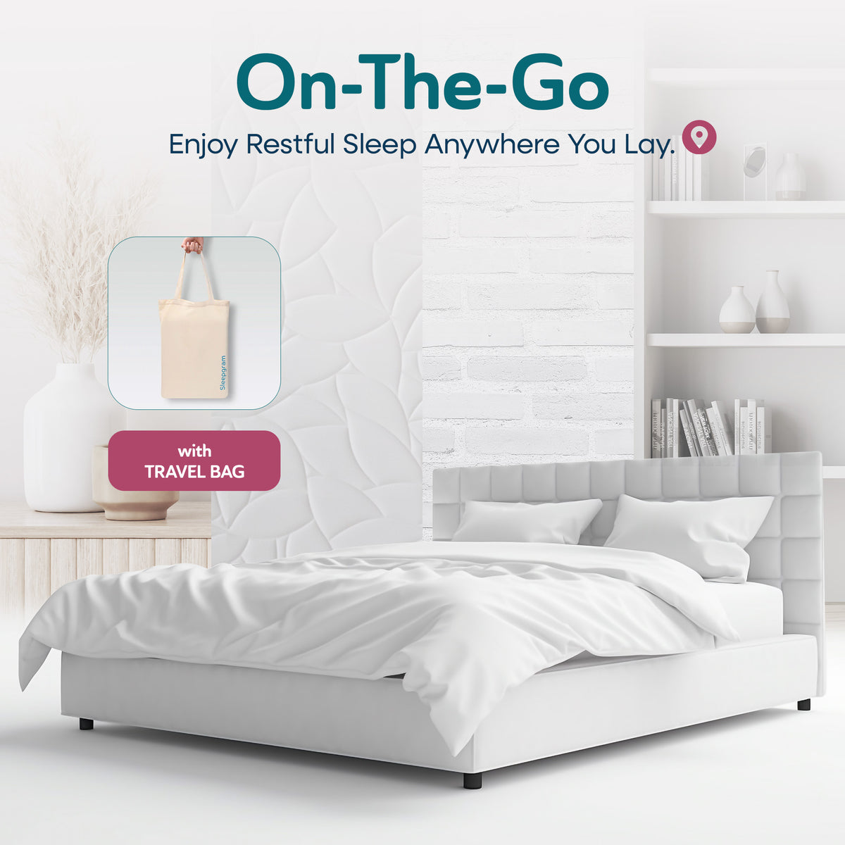 Sleepgram 400 Thread Count Cotton Duvet Cover & Travel Bag, Twin,White(Open Box) - VMInnovations