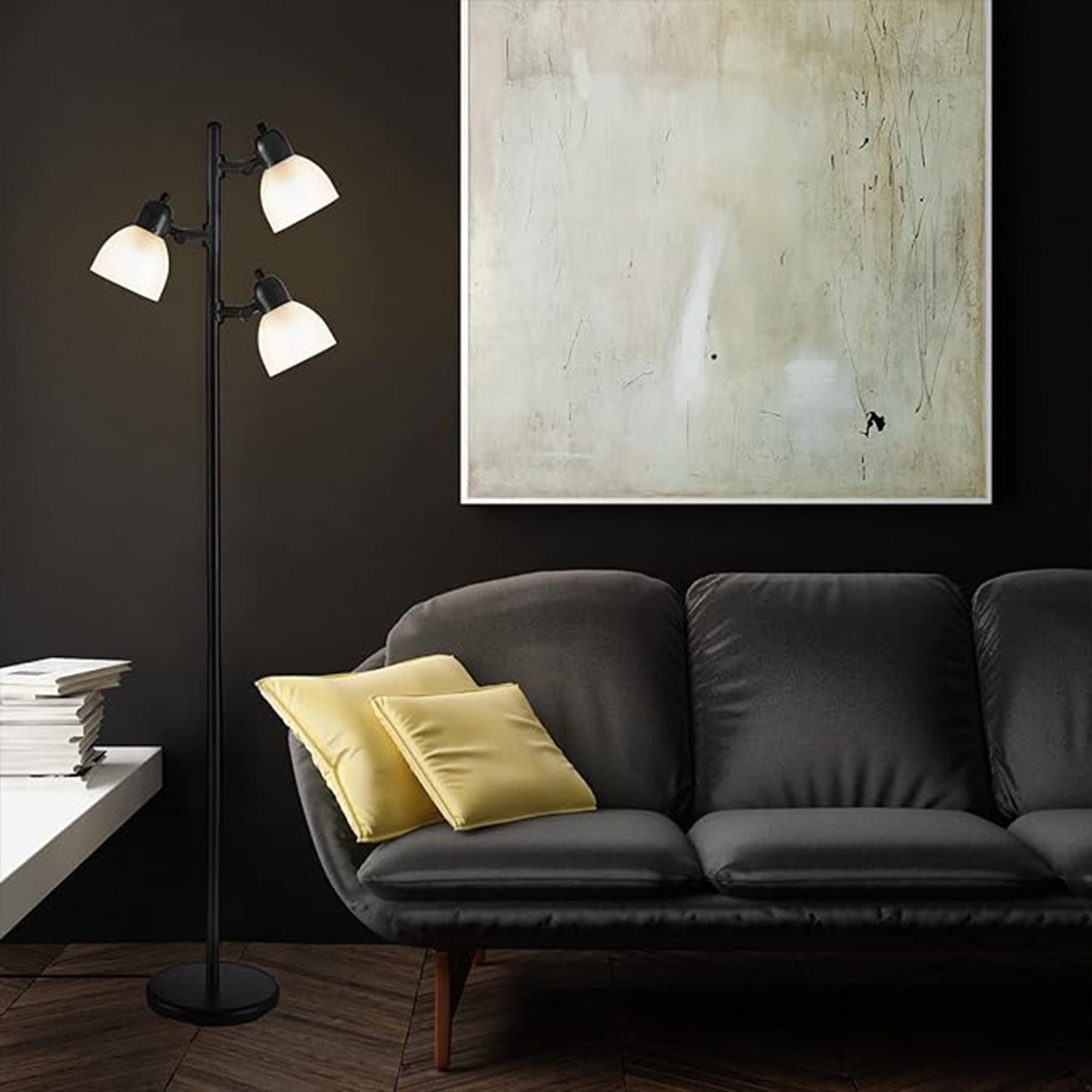 Globe Electric 63 Inch Floor Lamp w/3 Rotating LED Spotlights, Black (Open Box) - VMInnovations