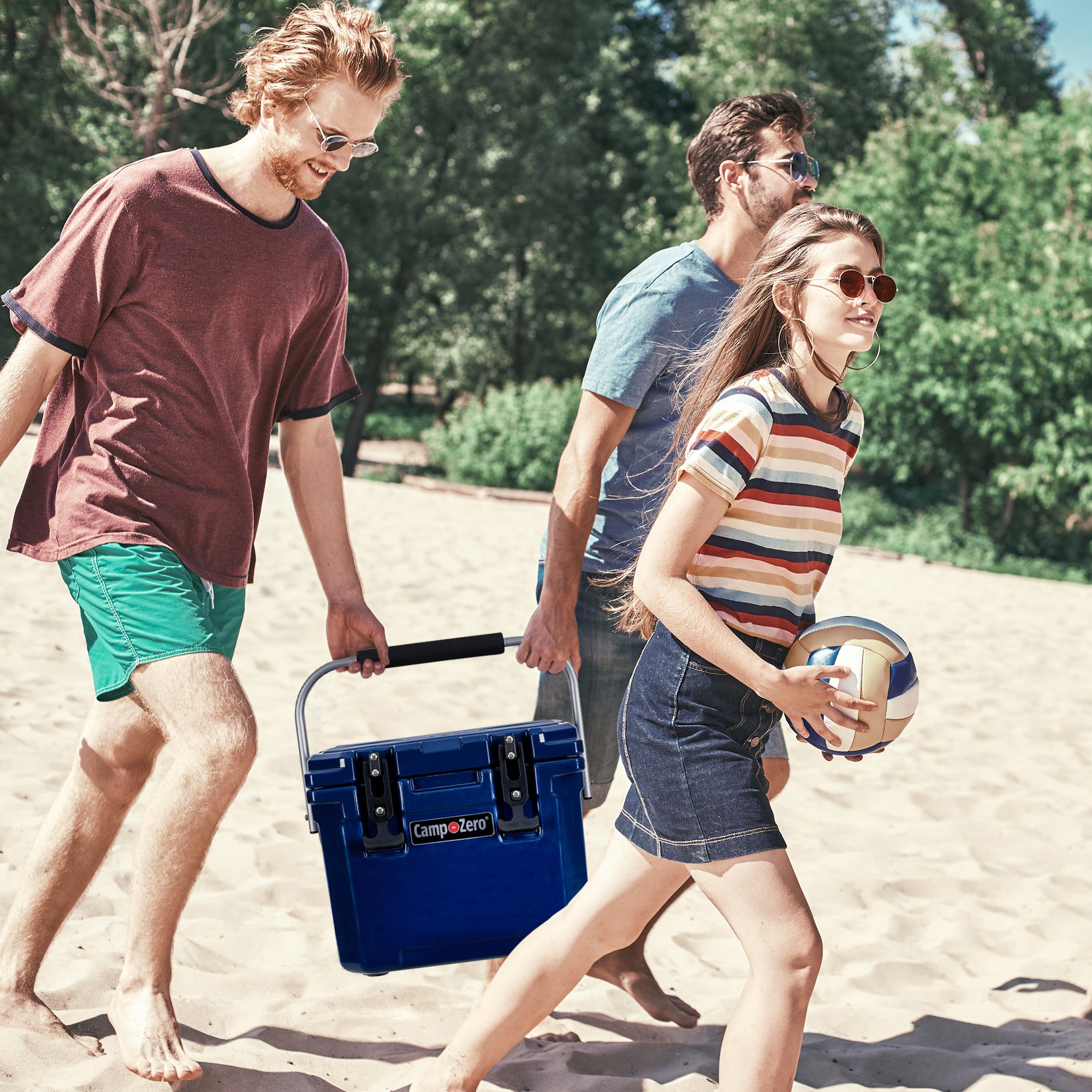 CAMP-ZERO 10 Liter 10.6 Quart Lidded Cooler with 2 Molded In Cup Holders, Navy - VMInnovations