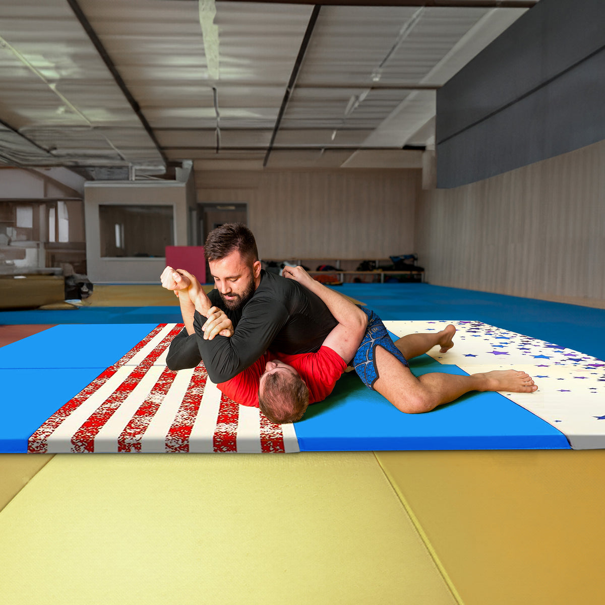 BalanceFrom Fitness 120"x48" All Purpose Gymnastics Exercise Mat, Star/Stripe - VMInnovations