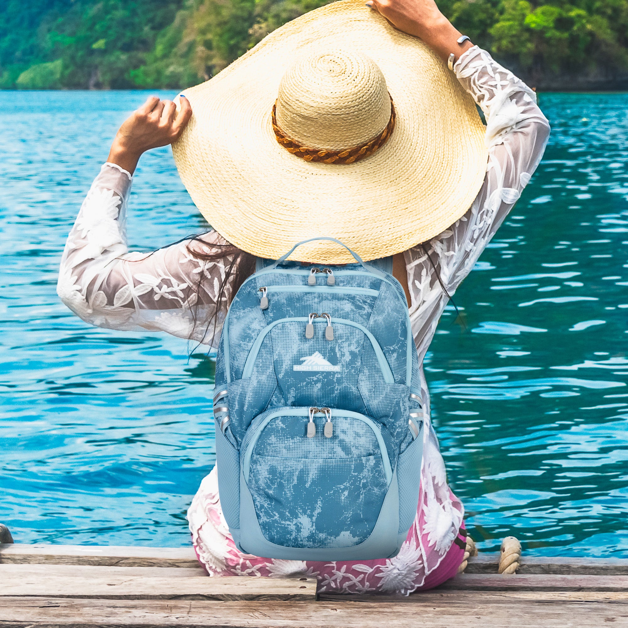 High Sierra Backpack for Laptop, Fits Most 17” Laptops, 30L, Blue Waves (Used) - VMInnovations
