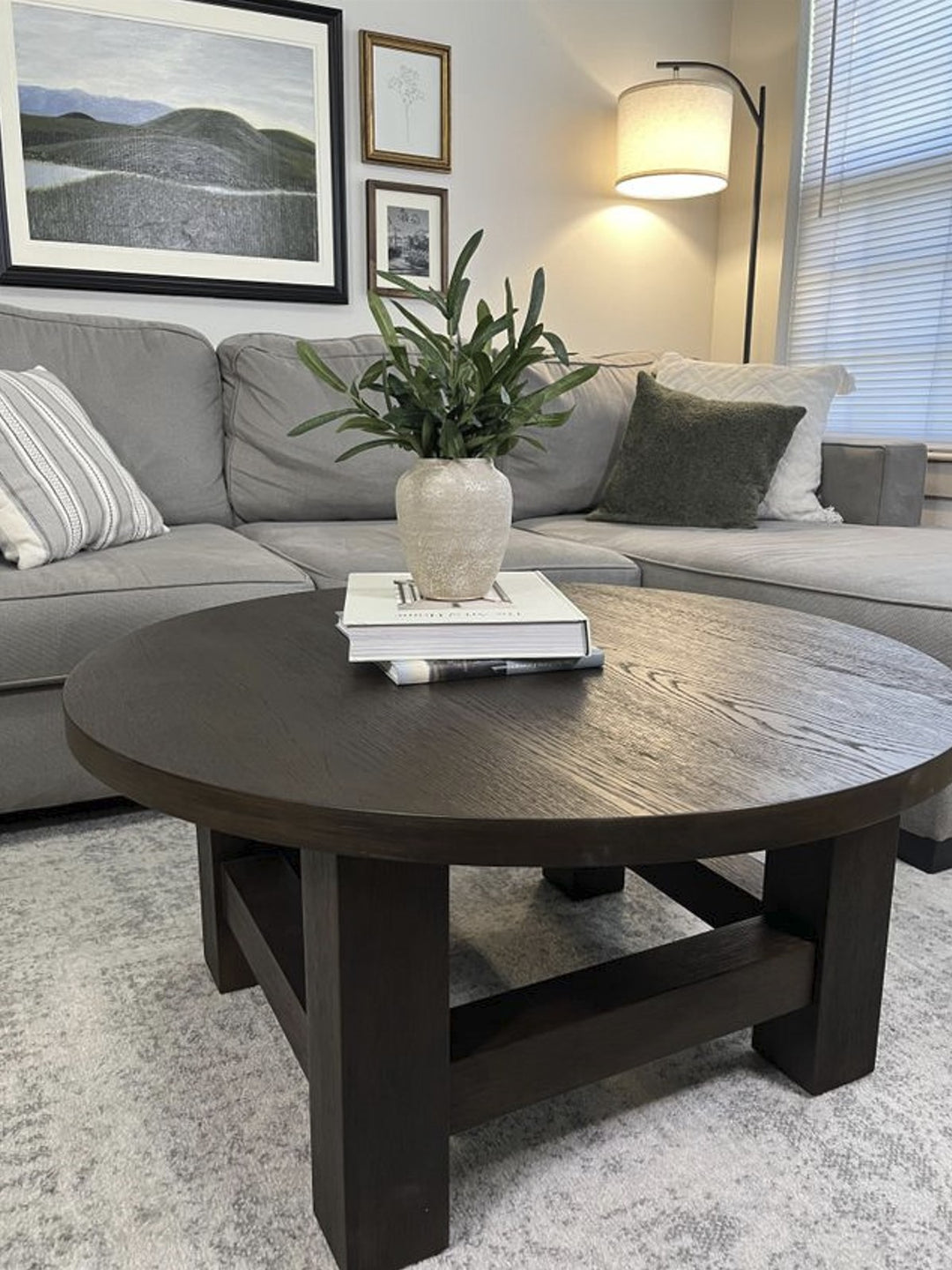 MARCO RUSTIC WOODEN ROUND COFFEE TABLE IN AGED BLACK - VMInnovations