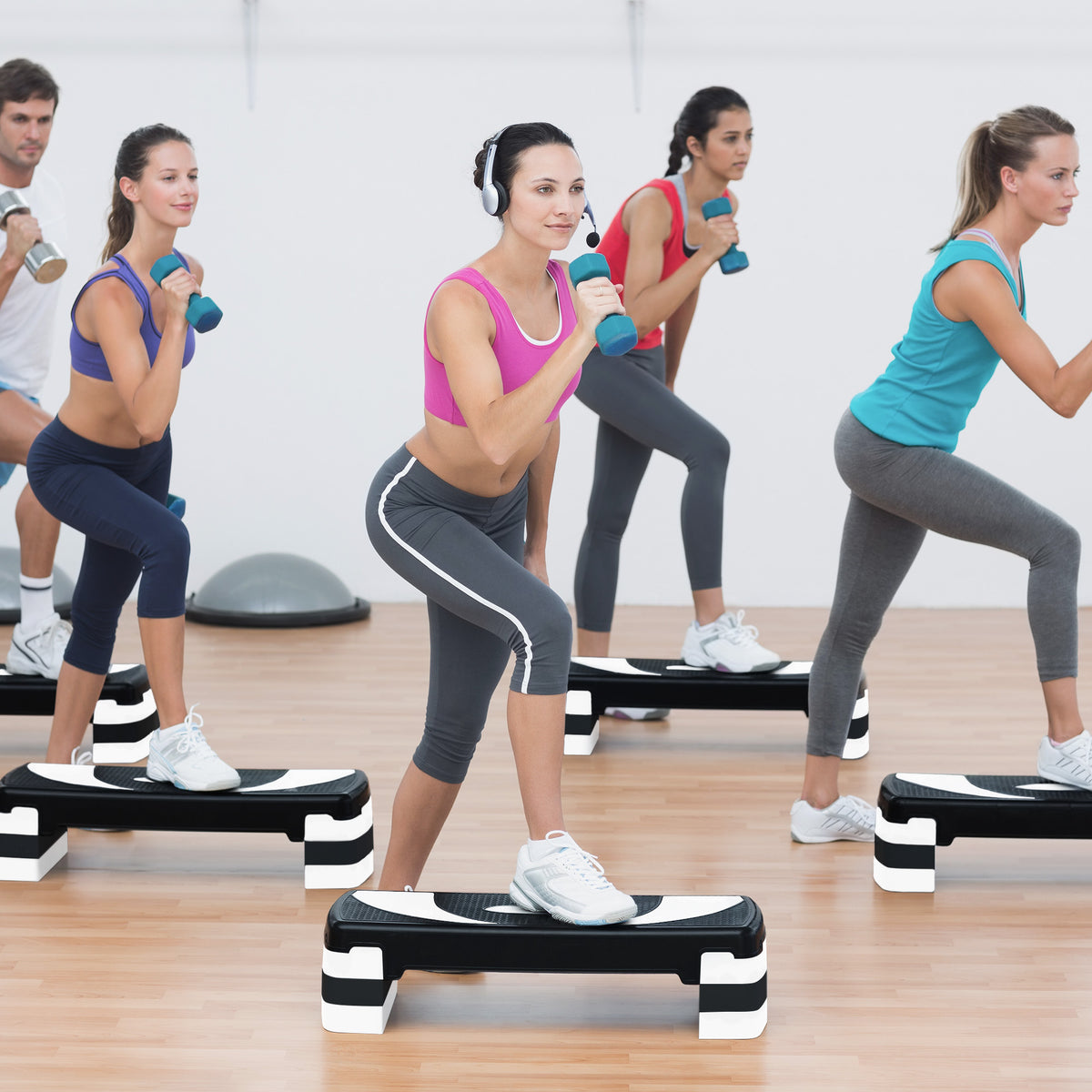 BalanceFrom Adjustable Workout Aerobic Step Platform Trainer w/Raisers(Open Box)