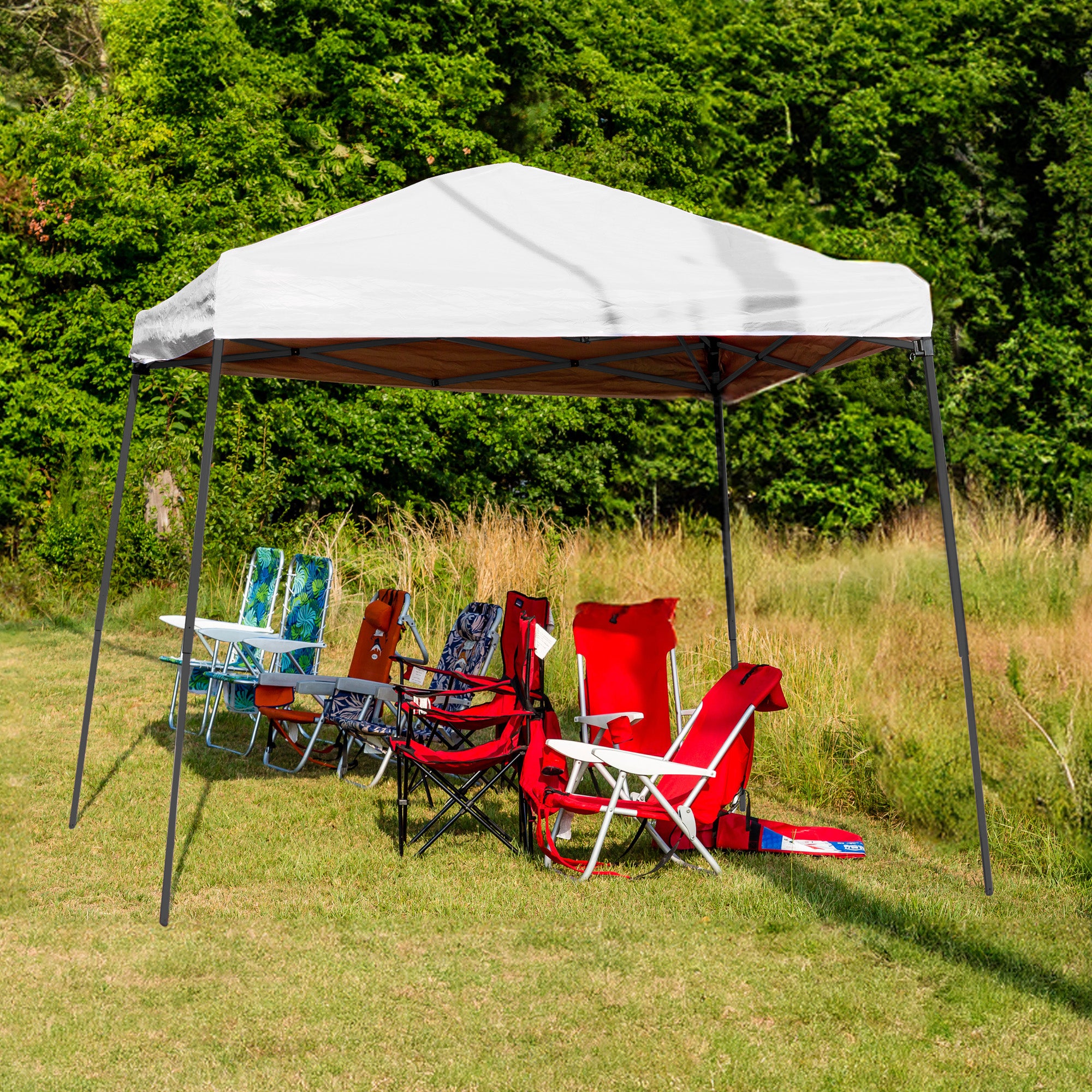 Trappers Peak 6 1/2-by-6 1/2-Foot Folding Pop-Up Shade Canopy, White (Open Box) - VMInnovations