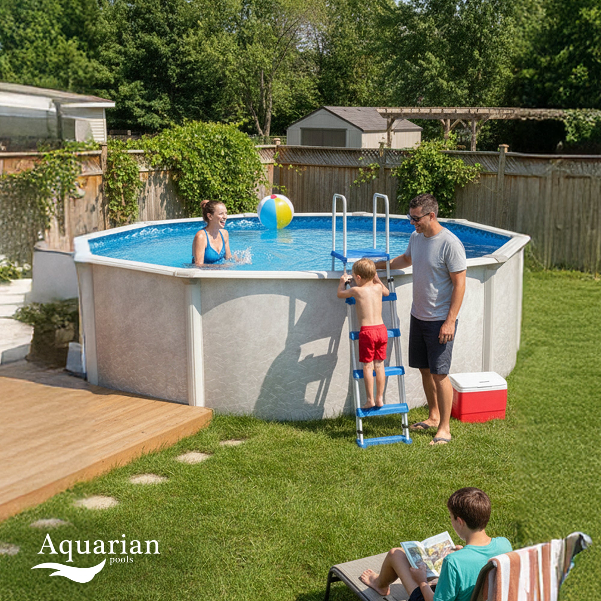 Aquarian Phoenix 18ft x 52in Above Ground Pool w/ Filter, Ladder, Liner, Skimmer - VMInnovations