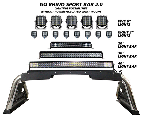 Go Rhino Universal Stainless Steel Mounted Lighting Sport Bar 2.0 (Open Box)