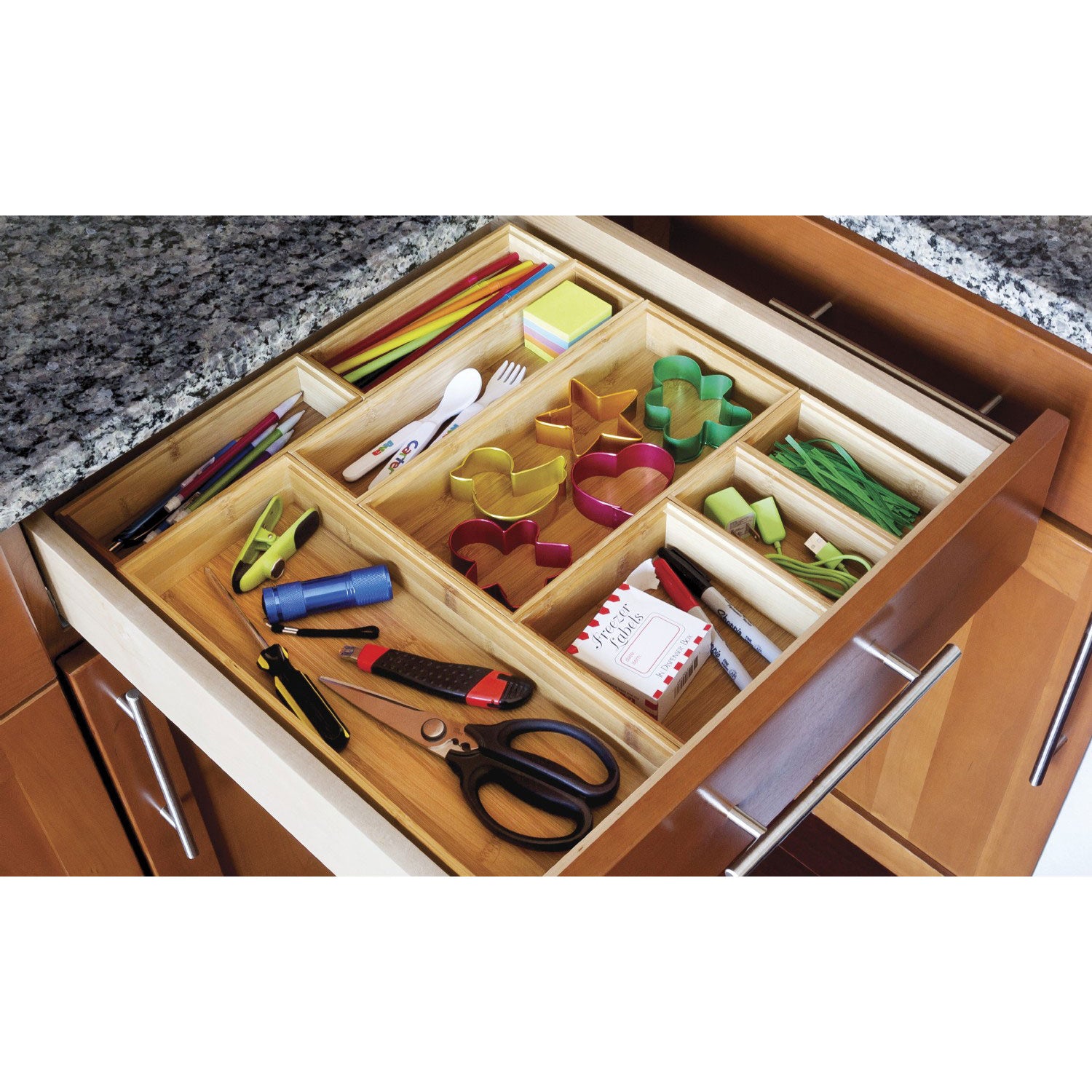 Lipper International 6 x 15 Inch Bamboo Wood Stacking Storage Organizer Box