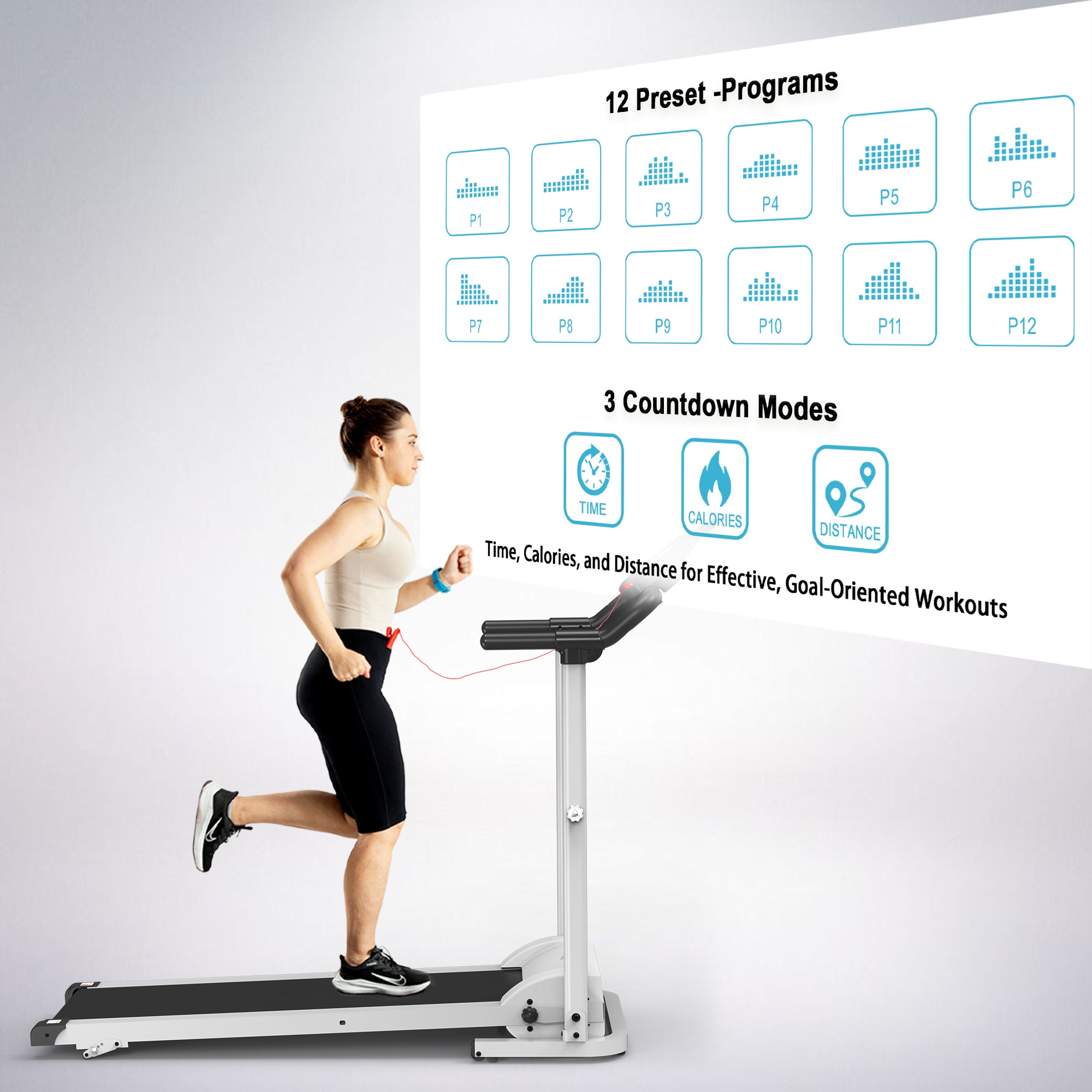 Ksports Advanced Rehab Treadmill 2.25 Horsepower Motor, Bluetooth Kinomap, White - VMInnovations