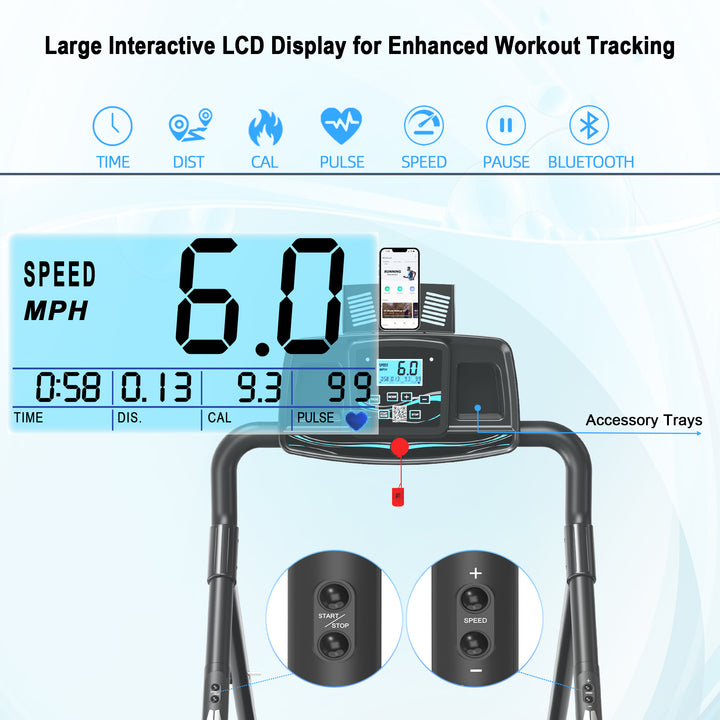 Ksports Advanced Rehab Treadmill 2.25 Horsepower Motor, Bluetooth Kinomap, Black - VMInnovations