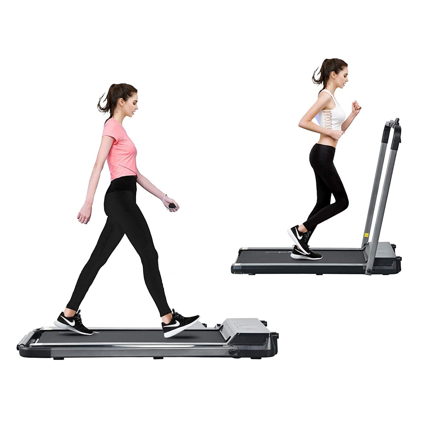 Living Essentials 2 in 1 Foldable Electric Treadmill Home Gym Exercise Equipment (Refurbished)