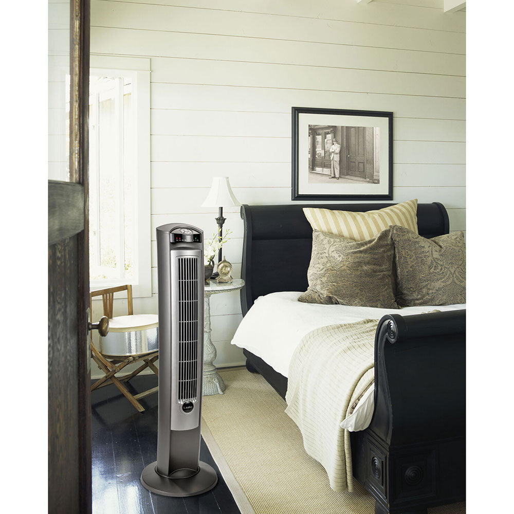 Lasko Wind Curve Nighttime Setting Tower Fan, Remote Control, Silver (Open Box)