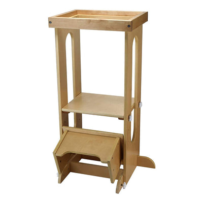 Little Partners Explore N Store Tower Adjustable Height Wood Step Stool, Natural