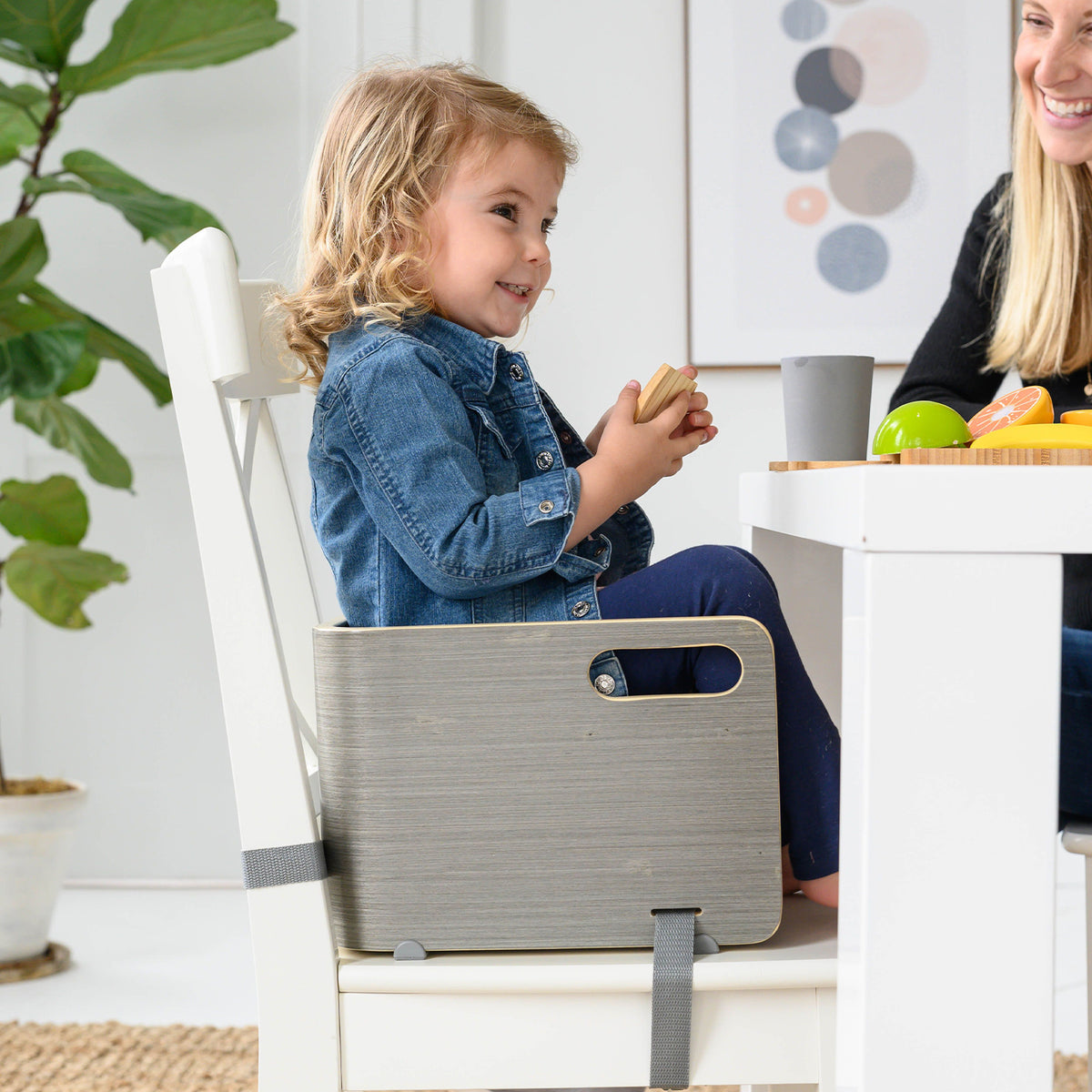 Little Partners MOD Baby and Toddler Wooden High Chair Booster Seat, Slate Gray - VMInnovations