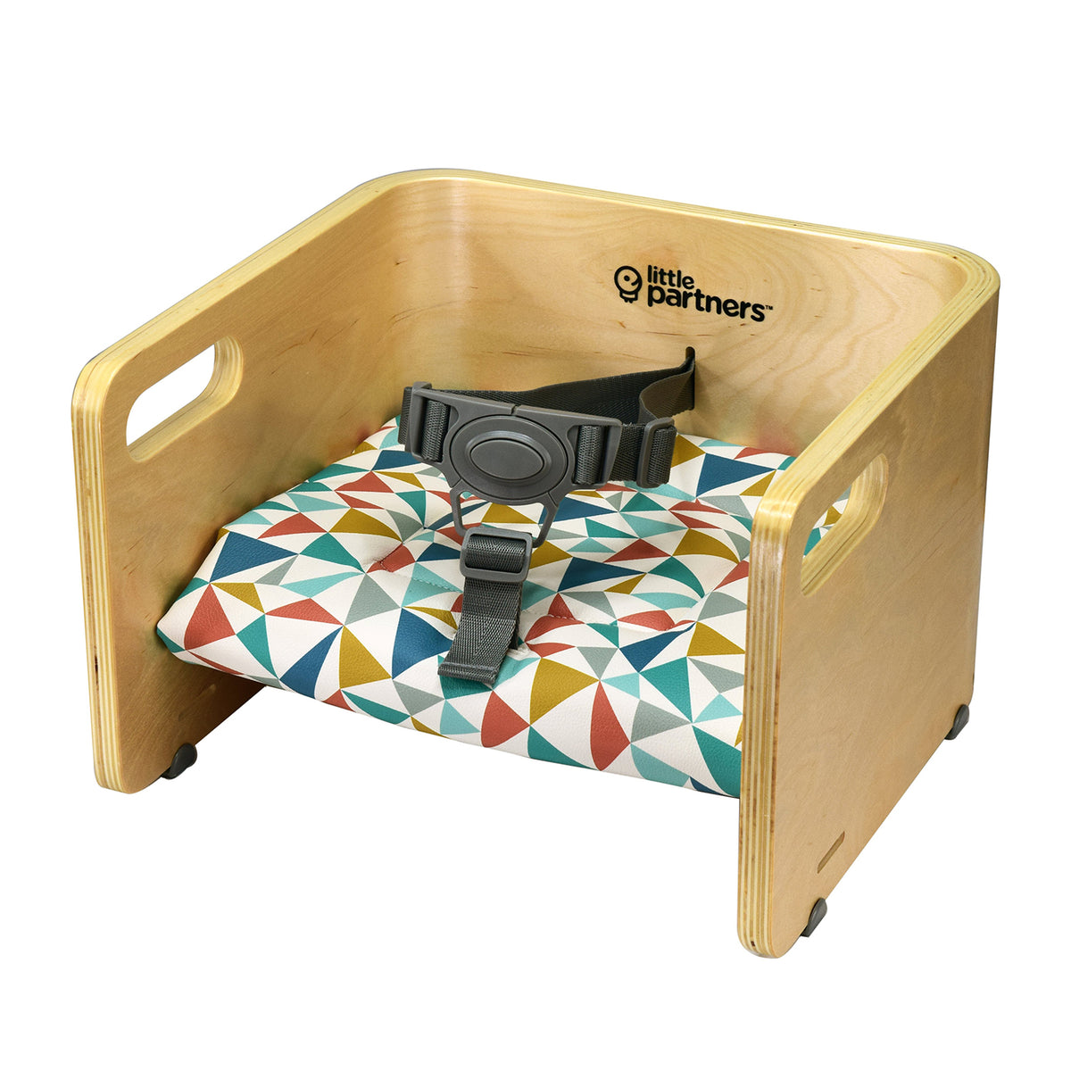 Little Partners MOD Baby Toddler Booster Seat w/ Cushion, Geo Shapes, Natural - VMInnovations