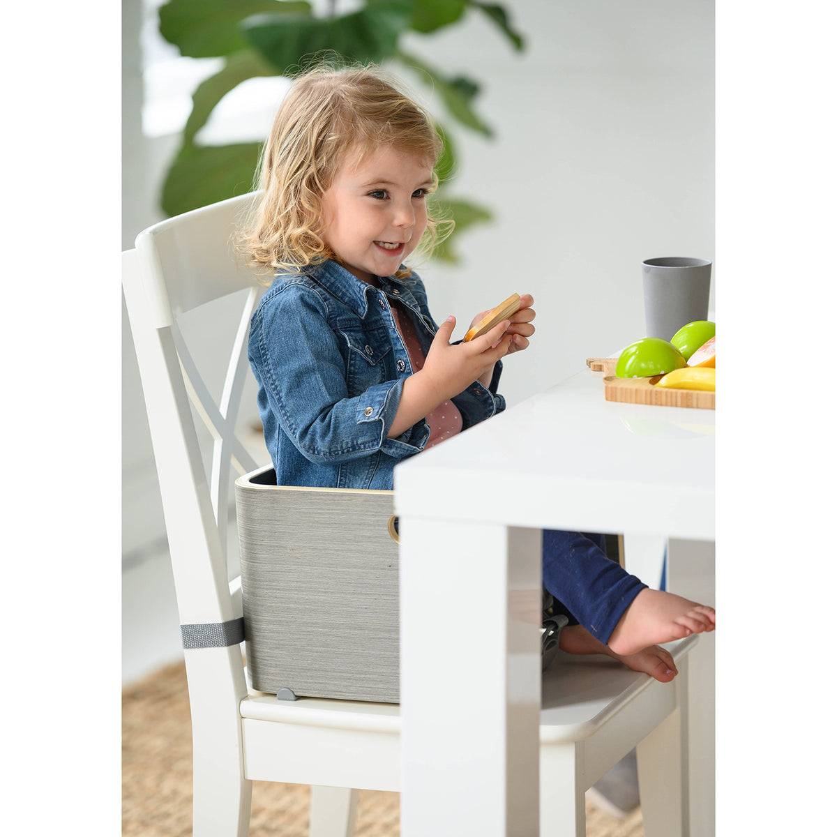 Little Partners MOD Baby Toddler Booster Seat w/ Cushion, Fall Leaves, Grey - VMInnovations