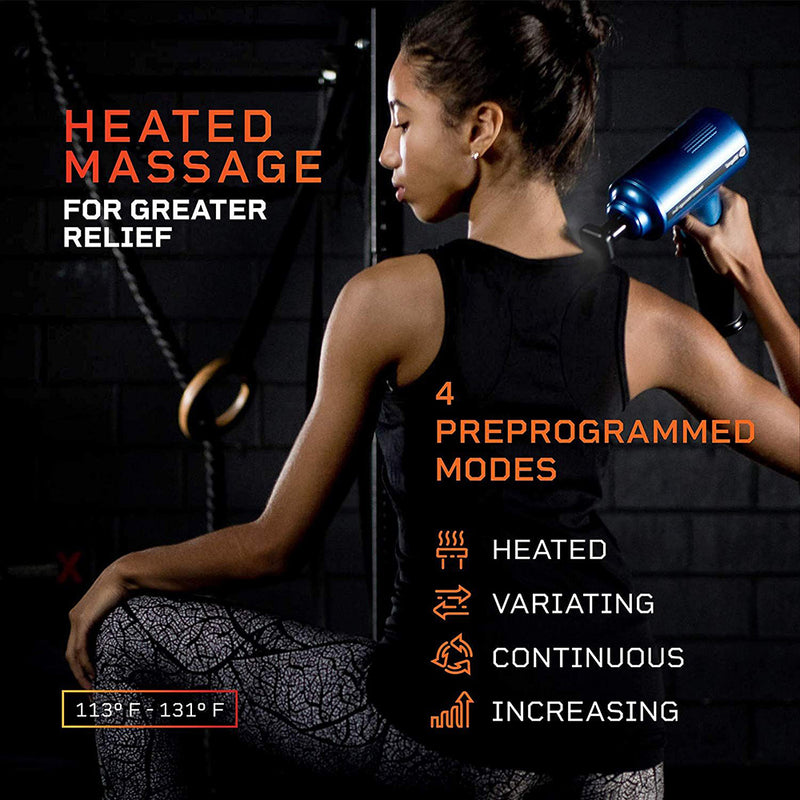 Lifepro LPFSNFXBLU Fusion FX Heated Percussion Massage Gun with 5 Attachments