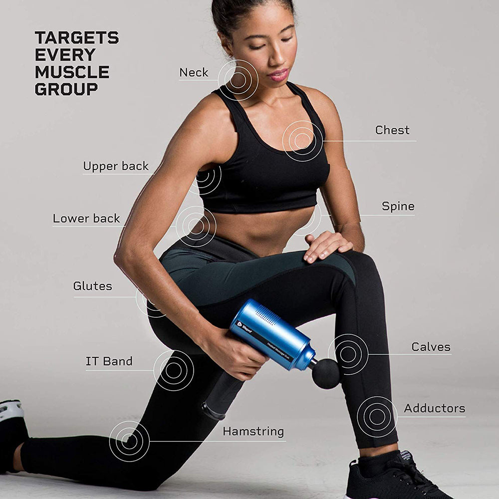 Lifepro LPFSNFXBLU Fusion FX Heated Percussion Massage Gun with 5 Attachments