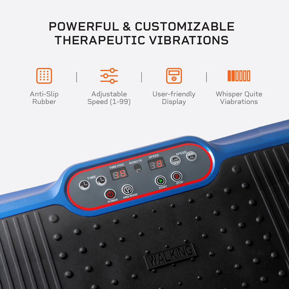 Lifepro Waver Vibration Plate Body Exercise Workout Equipment Machine Set, Blue