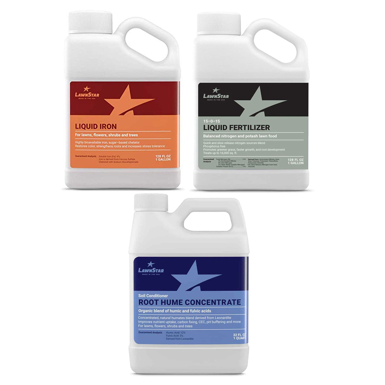 LawnStar Liquid Iron, Phosphorous Free, and Root Hume Fertilizer, 1 Gallon Each - VMInnovations