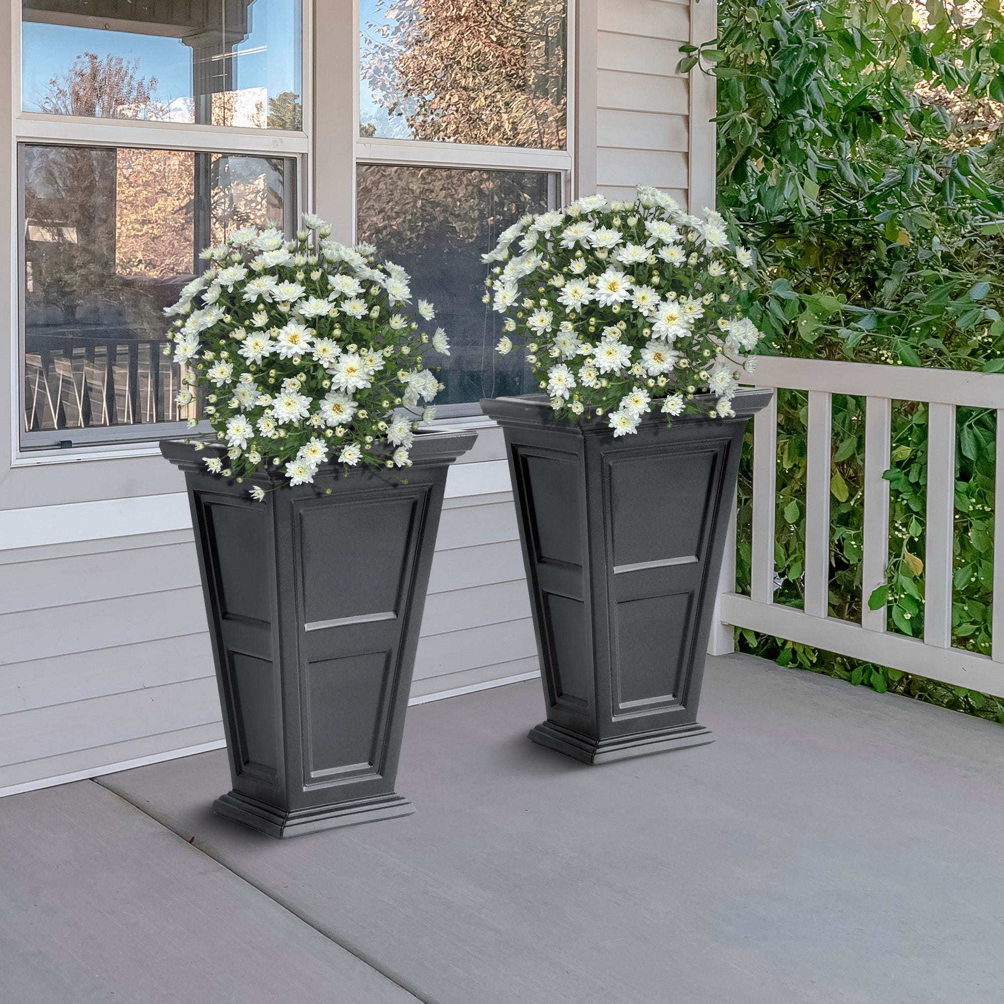 FCMP Outdoor Chelsea Planter Box with Self Watering Feature, Black (2 Pack) - VMInnovations