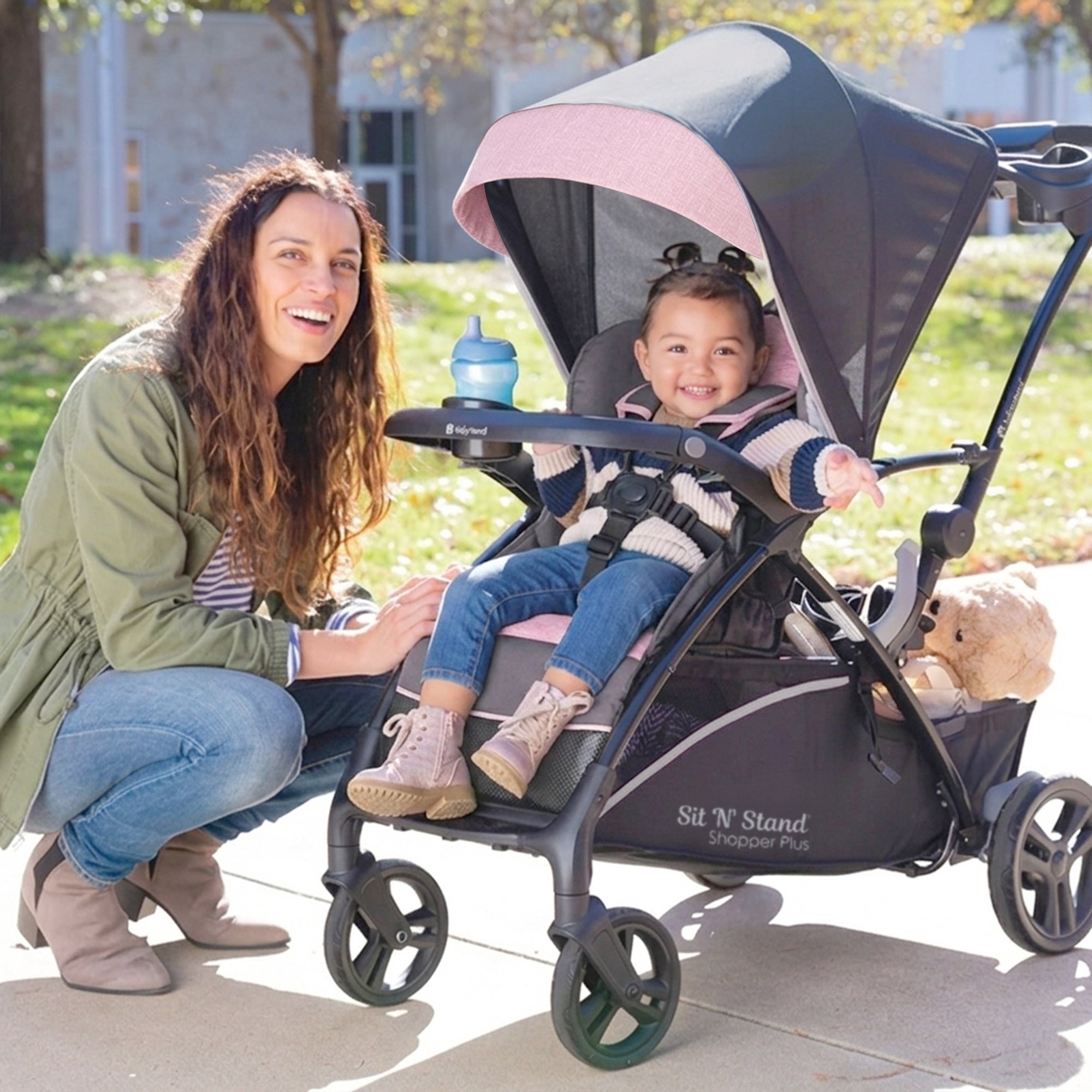 Baby Trend Sit N' Stand 5-n-1 Shopper Plus Stroller, Canopy & Bench Tote, Cassis - VMInnovations