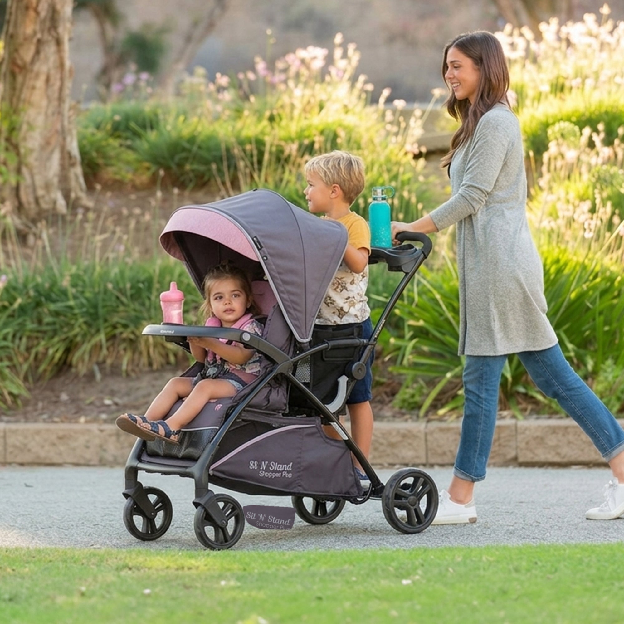 Baby Trend Sit N' Stand 5-n-1 Shopper Plus Stroller, Canopy & Bench Tote, Cassis - VMInnovations