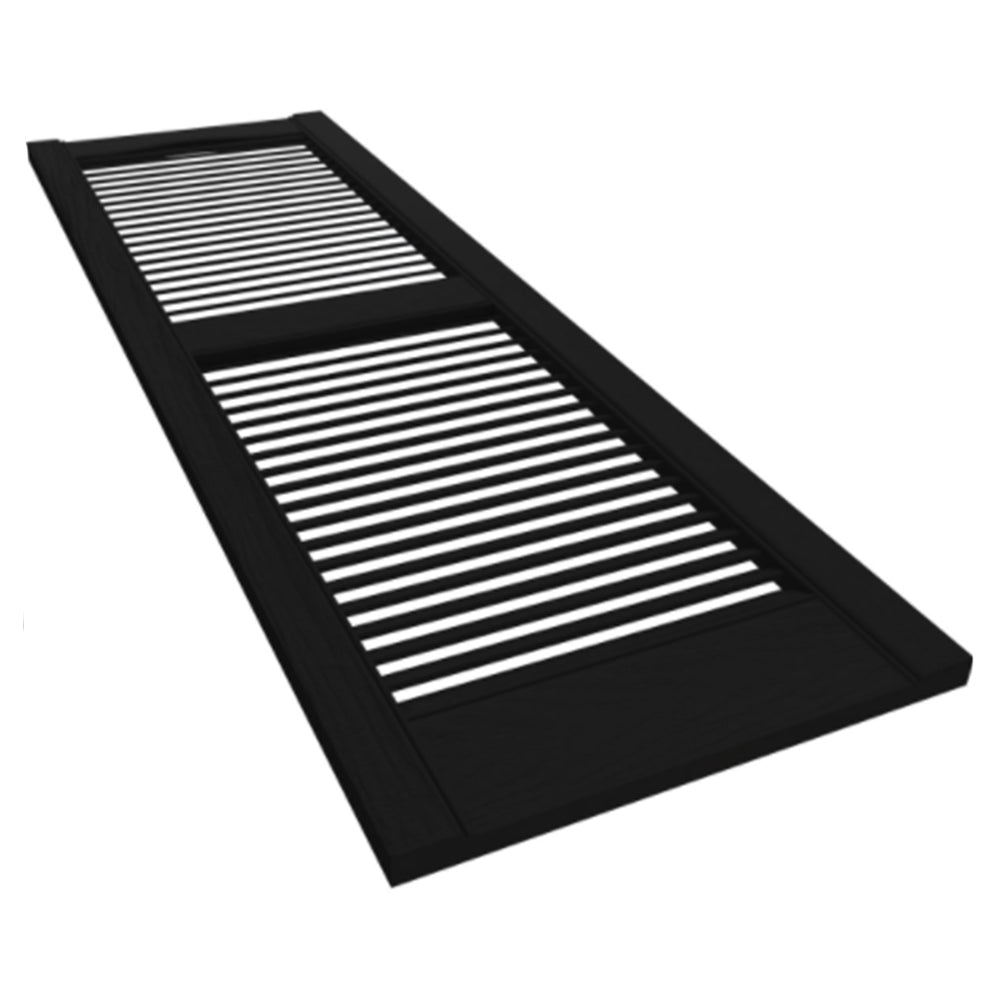 Plastic Development Group 14 x 59 Inch Exterior Vinyl Louvered Shutters, Black - VMInnovations