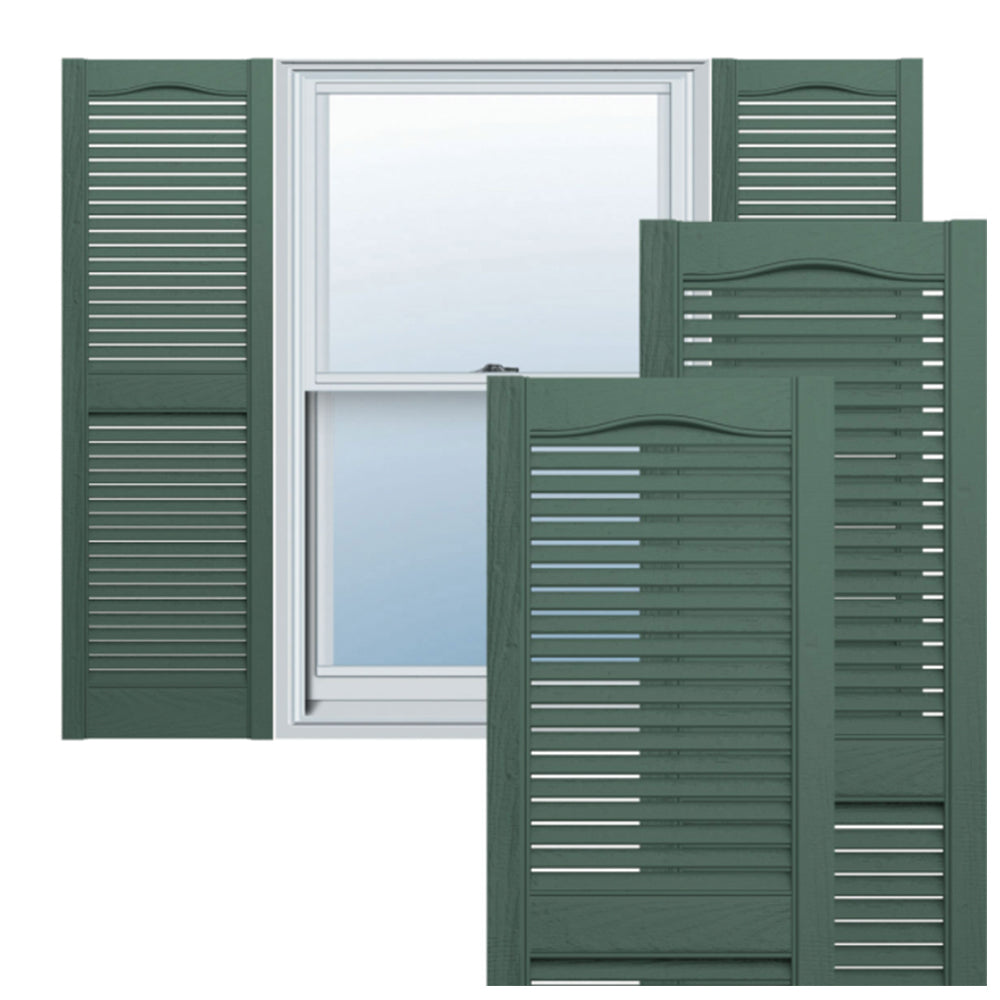 Plastic Development Group 14 x 67 Inch Exterior Vinyl Louvered Shutters, Green