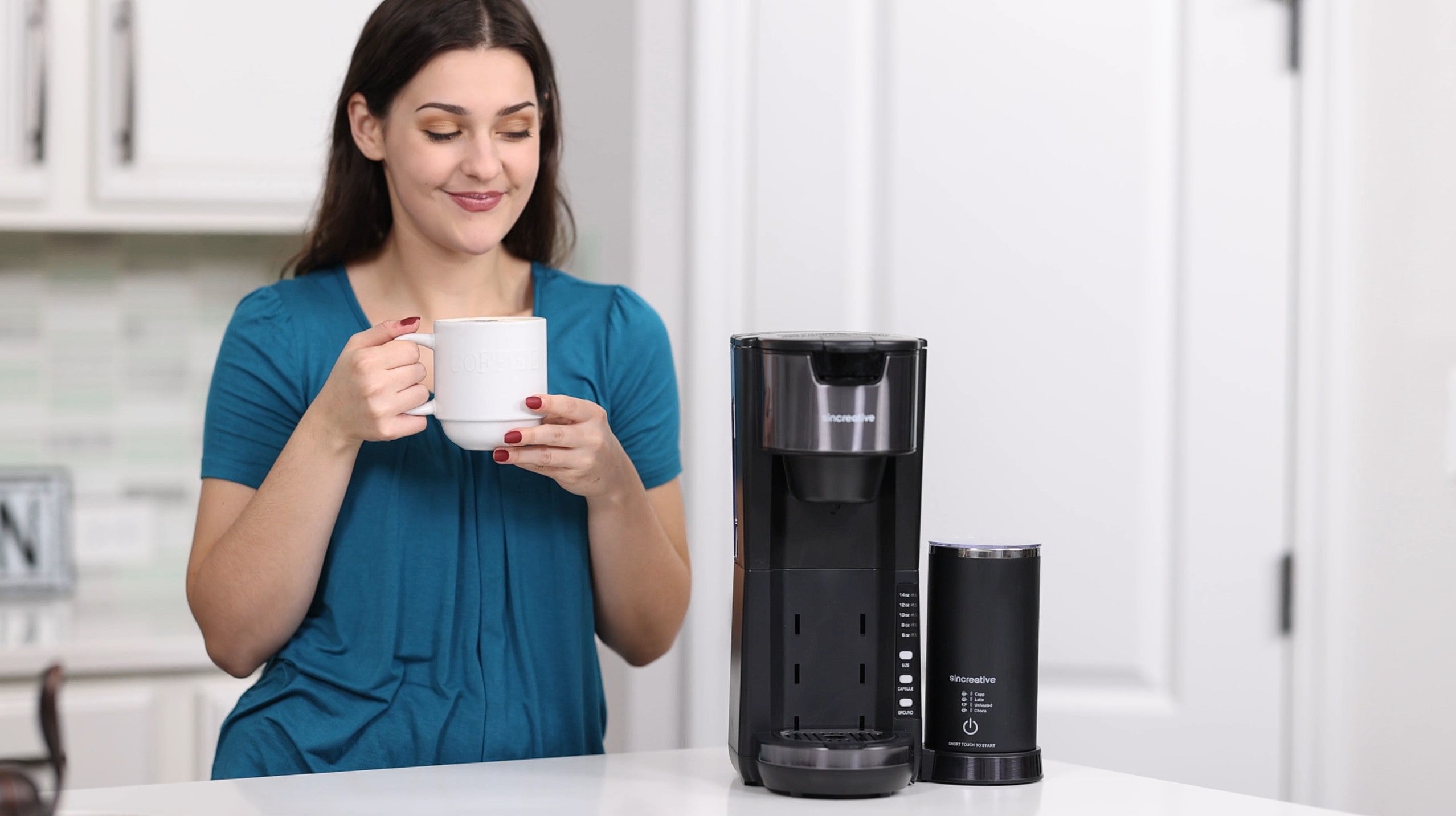 Sincreative Single Coffee Maker Cappuccino Machine w/ Milk Frother (Open Box) - VMInnovations