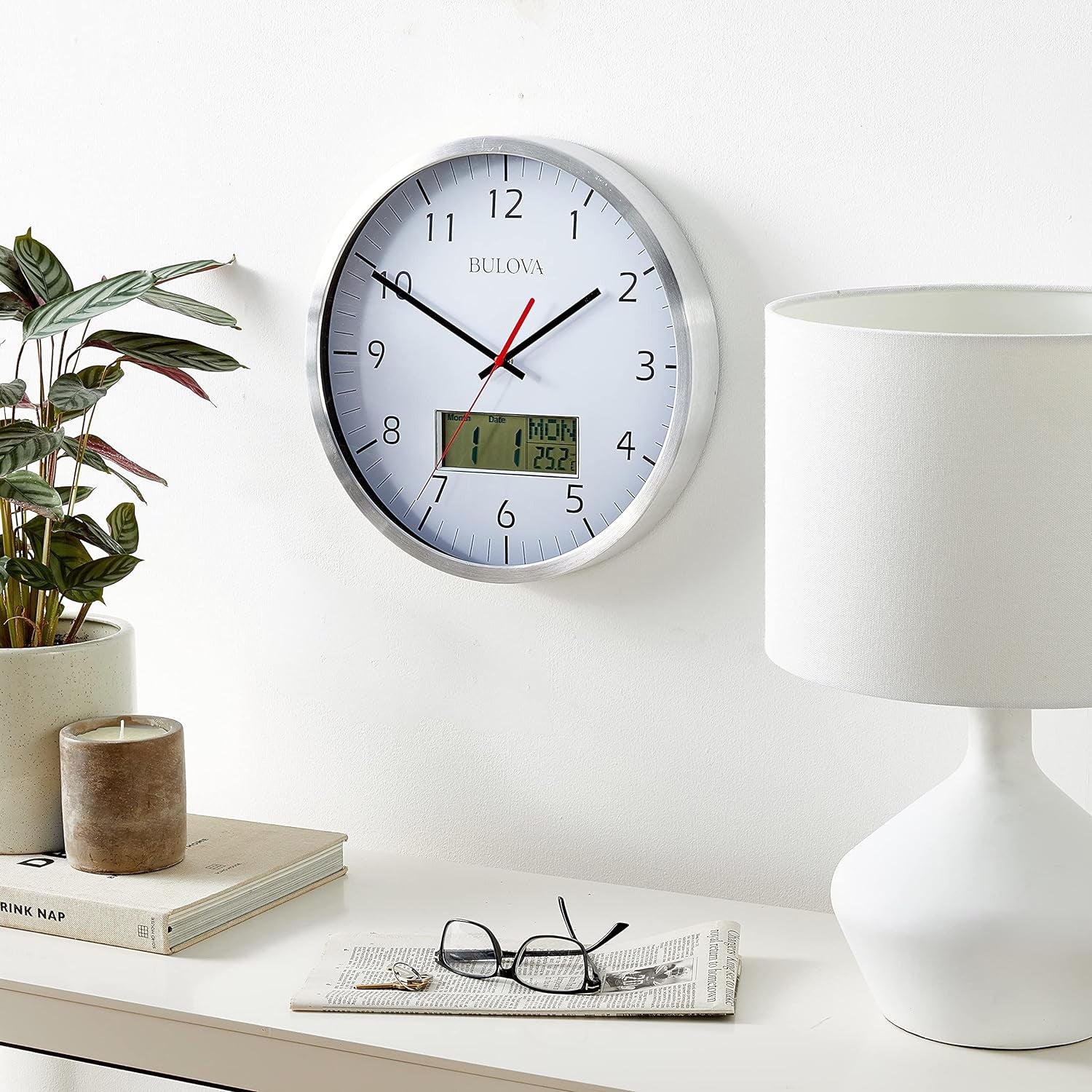 Bulova Clocks Manager Digital Decorative Glass Hanging Wall Clock, (Used) - VMInnovations