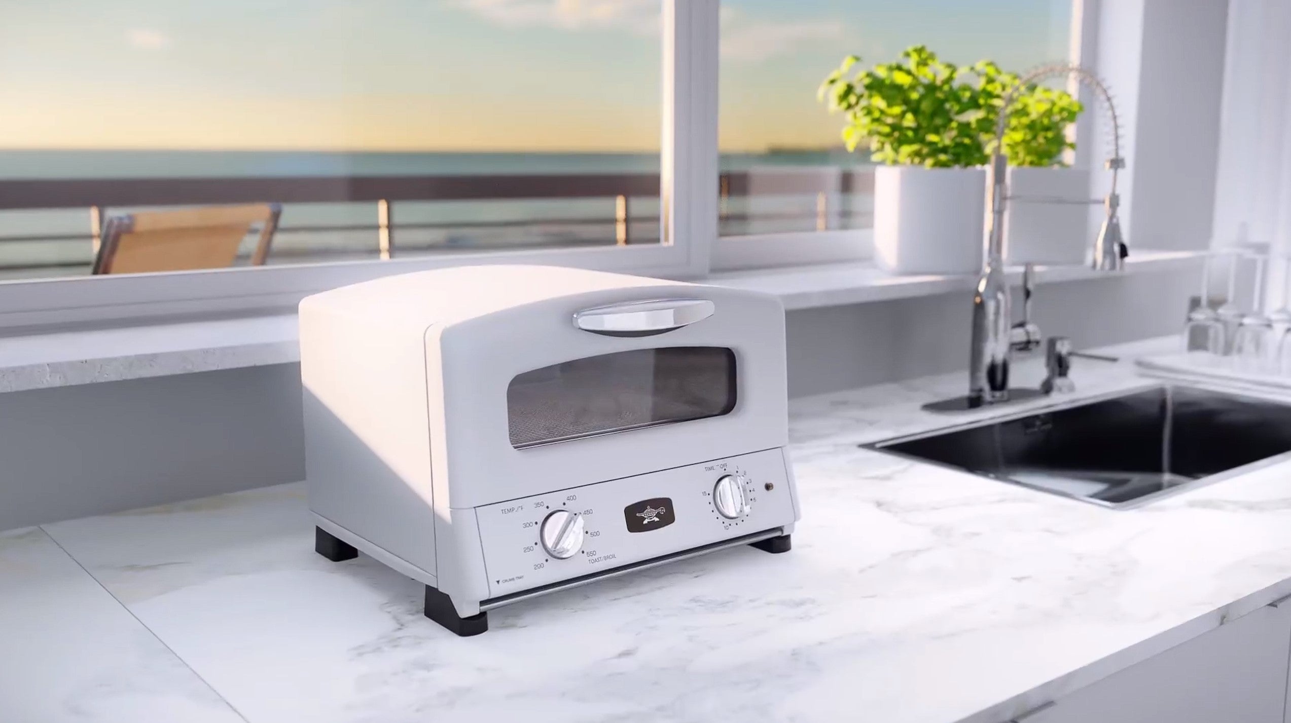 Sengoku HeatMate Countertop Toaster Oven w/ Graphite Technology, Eggshell White - VMInnovations