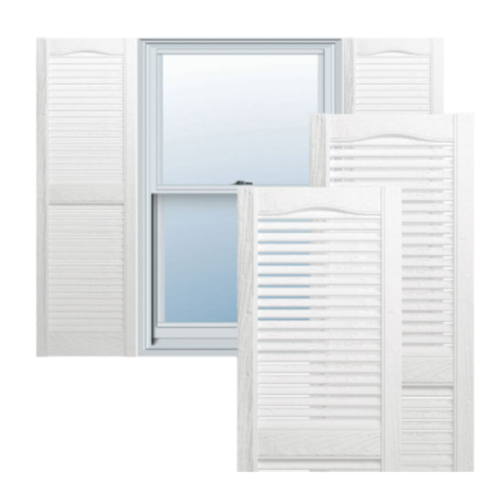 Plastic Development Group 14 x 63 Inch Exterior Vinyl Louvered Shutters, White - VMInnovations