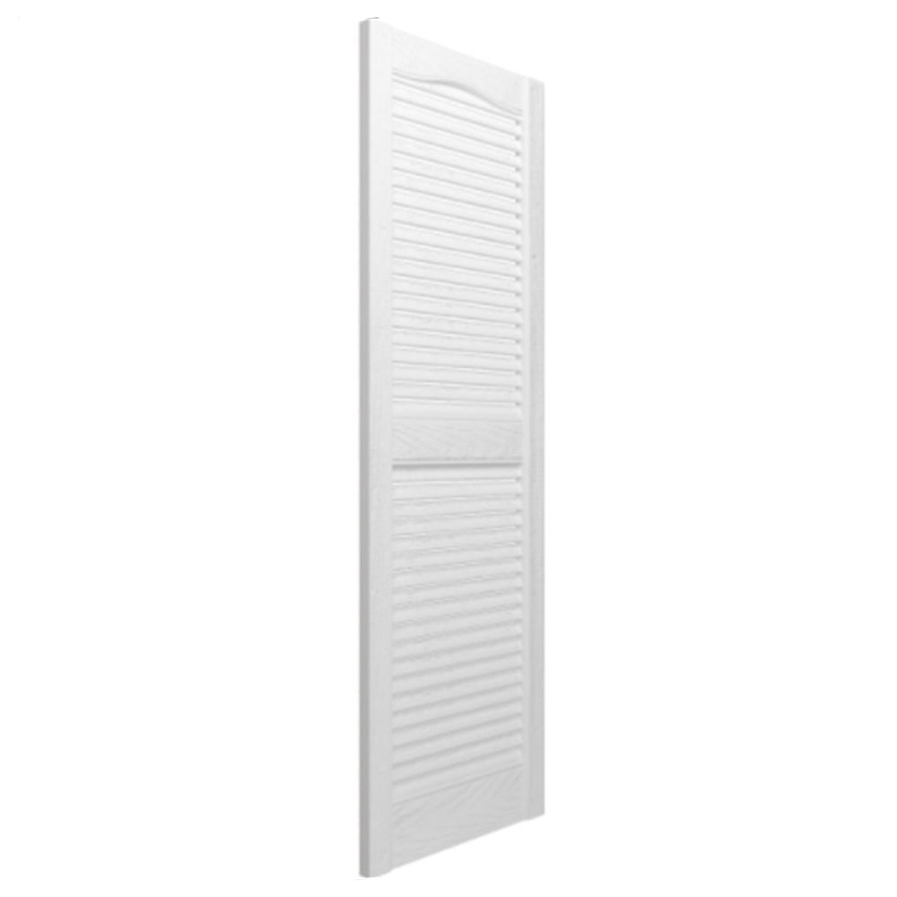 Plastic Development Group 14 x 63 Inch Exterior Vinyl Louvered Shutters, White - VMInnovations