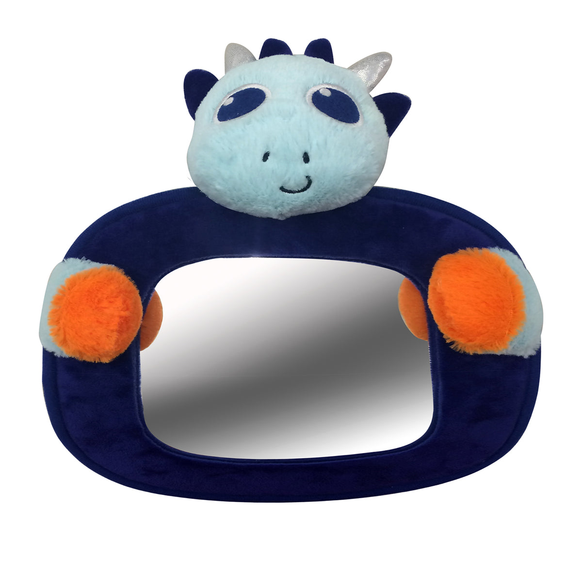 Little Tikes 360 Swivel Plush Dinosaur Back Seat Headrest Baby Car Mirror, Blue - VMInnovations