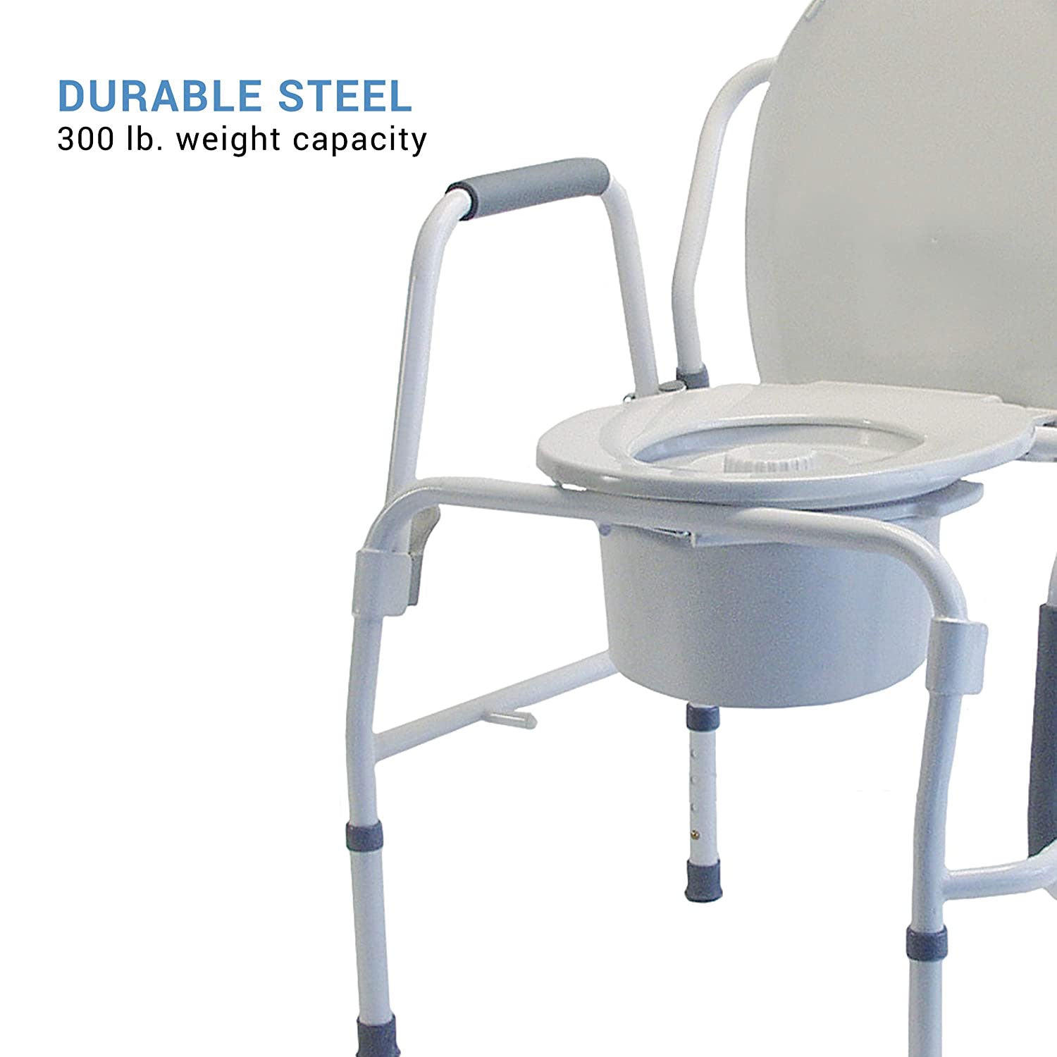 Lumex 3 in 1 Bedside Commode, Raised Toilet Seat, Safety Rail, 300 lb. Capacity - VMInnovations