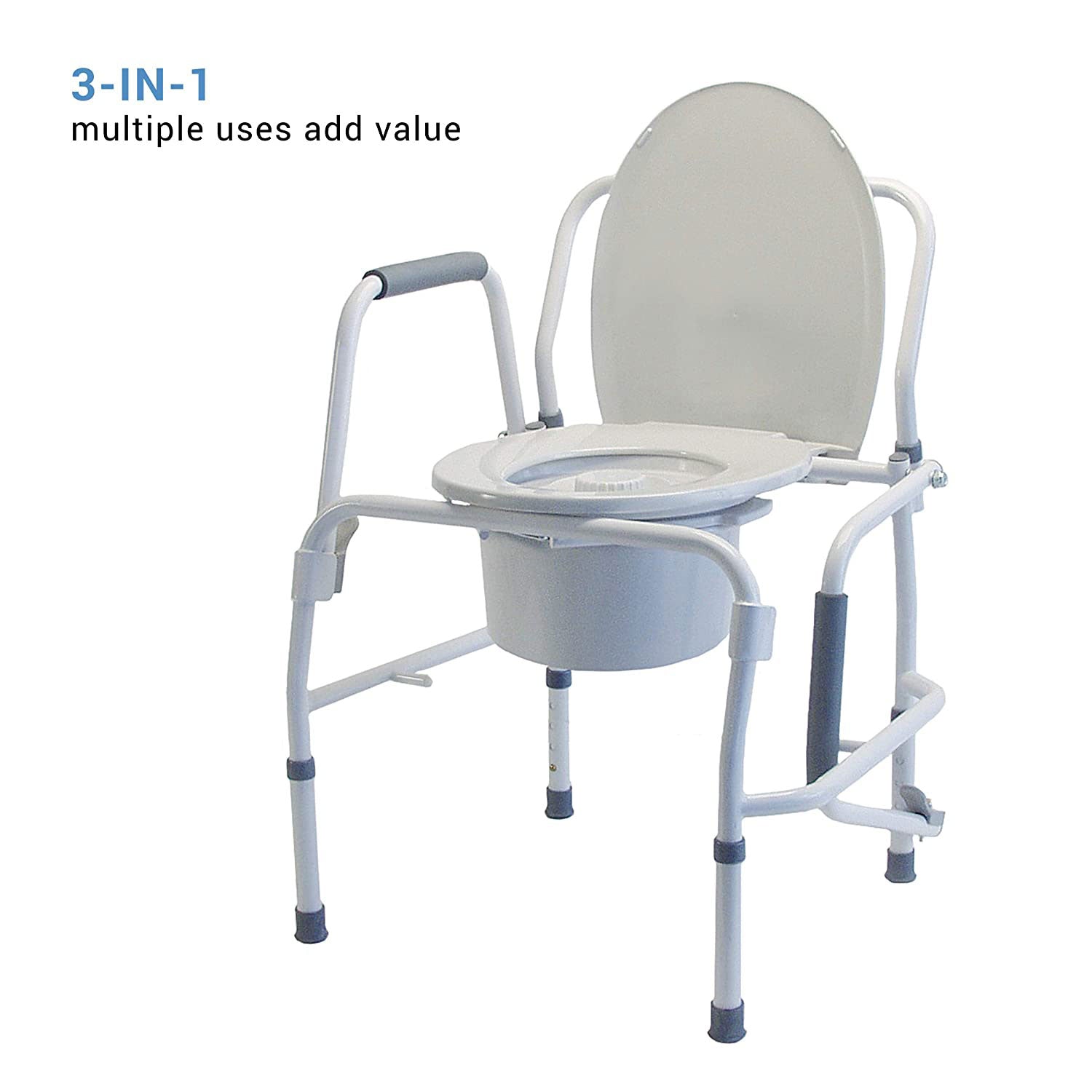 Lumex 3 in 1 Bedside Commode, Raised Toilet Seat, Safety Rail, 300 lb. Capacity - VMInnovations