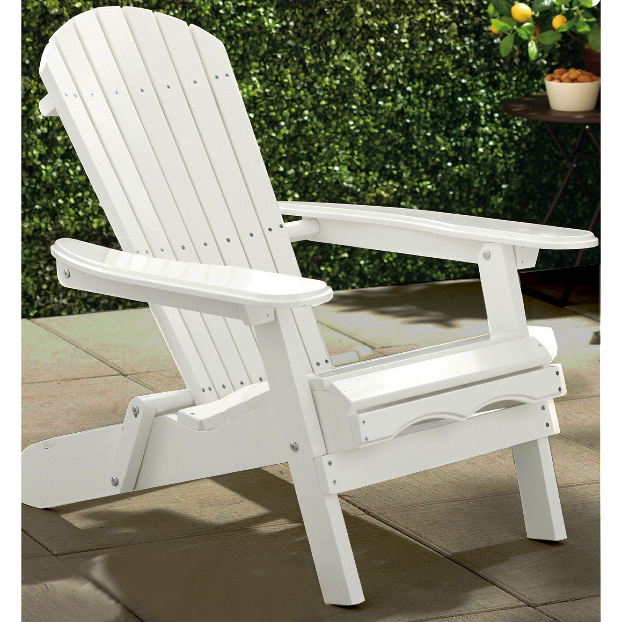 Northbeam Outdoor Acacia Foldable Wooden Deck Lounge Chair w/ Side Table, White