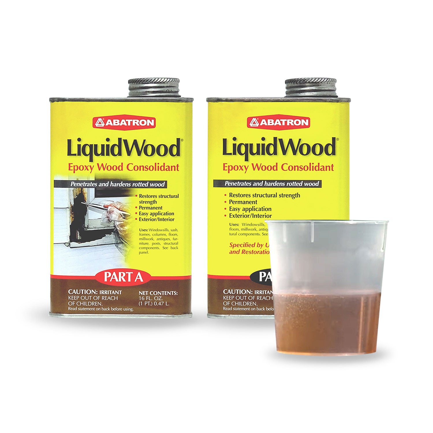 Abatron LW2PKR LiquidWood Epoxy Wood Hardener Compound Parts A and B, 2 Pint Kit - VMInnovations