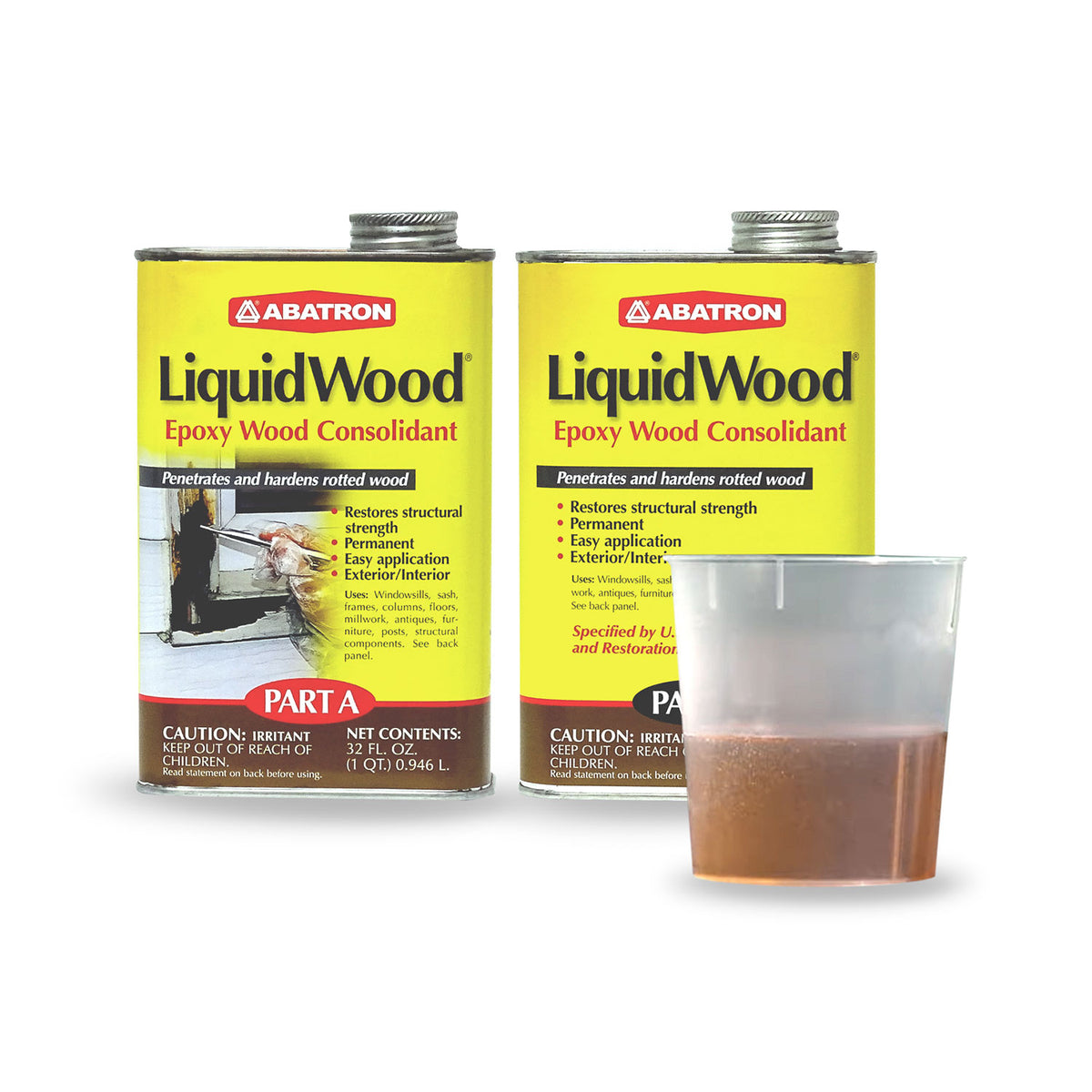 Abatron LiquidWood Epoxy Wood Hardener Compound A & B, 2 Quart Kit (Open Box)