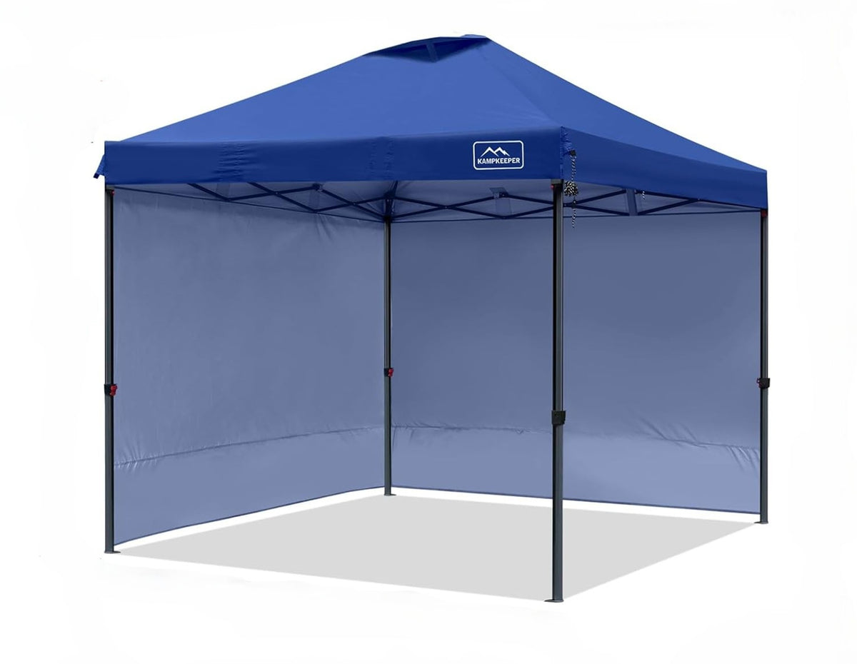 KAMPKEEPER 10x10 Pop Up Canopy Tent with 2 Sidewalls for Outdoor Use, Navy Blue - VMInnovations